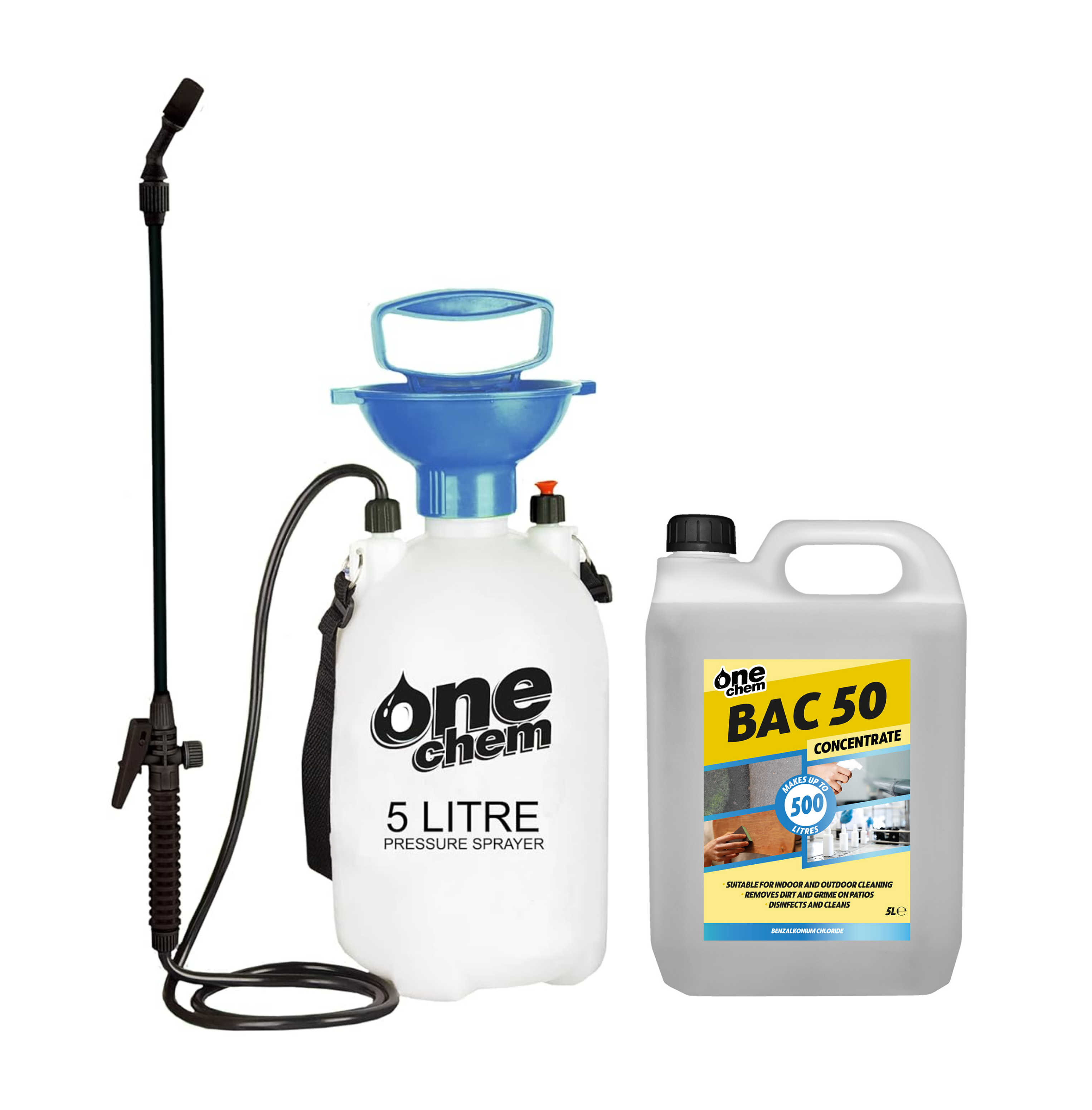 One Chem - BAC 50 Benzalkonium Chloride Concentrated 5L with 5L Sprayer