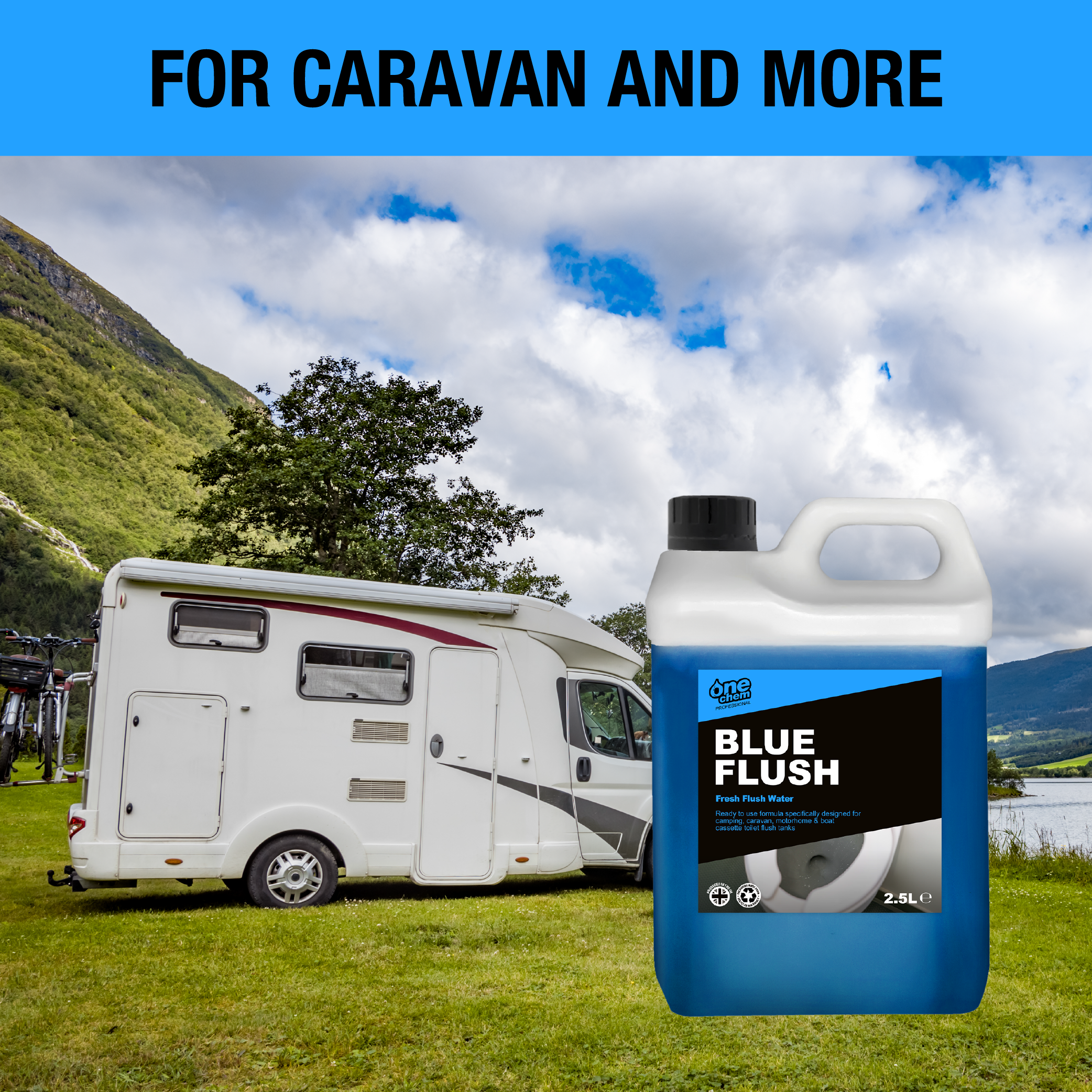 One Chem Professional Toilet Cleaner Blue Flush Fluid, 2.5 Litre