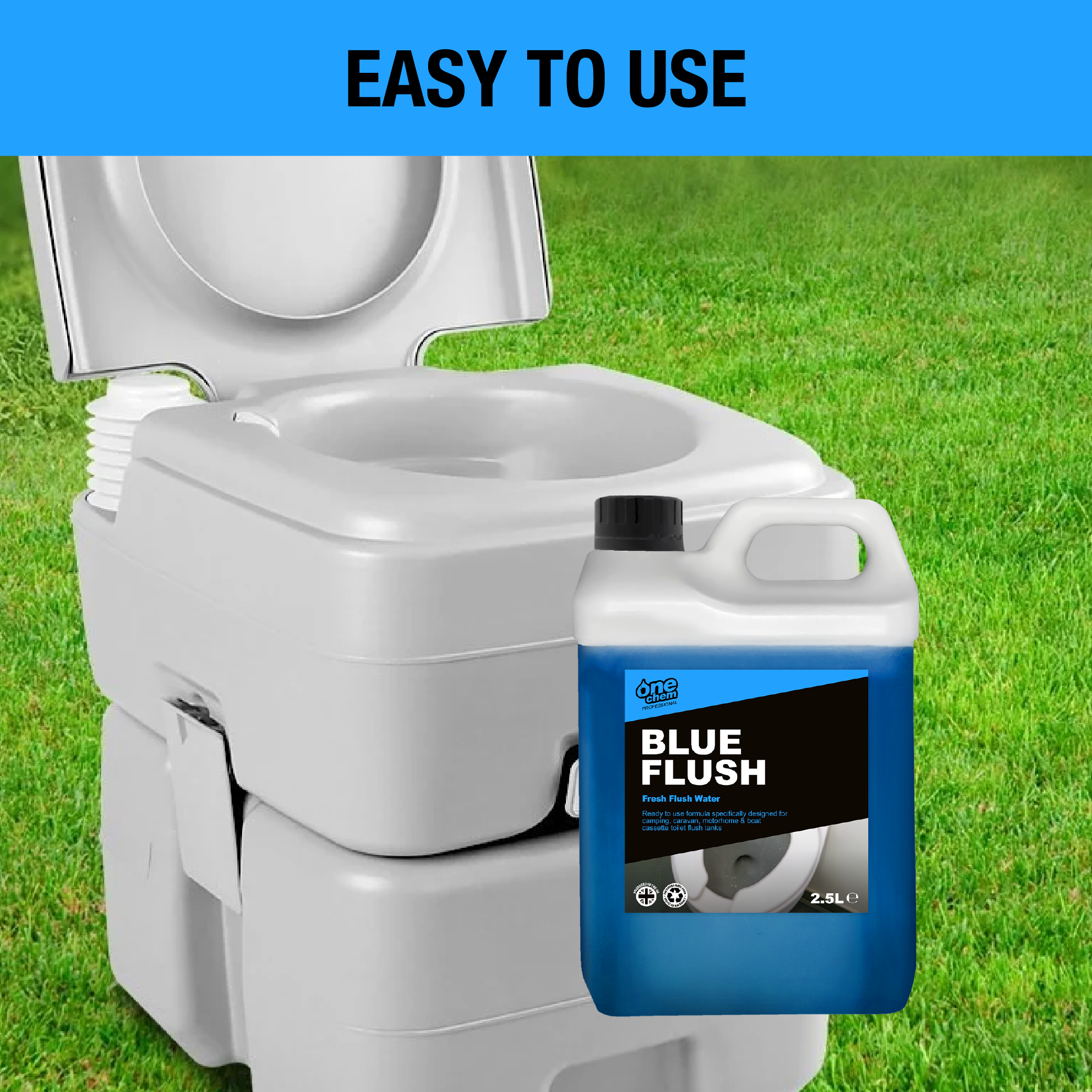 One Chem Professional Toilet Cleaner Blue Flush Fluid, 2 x 2.5 Litre