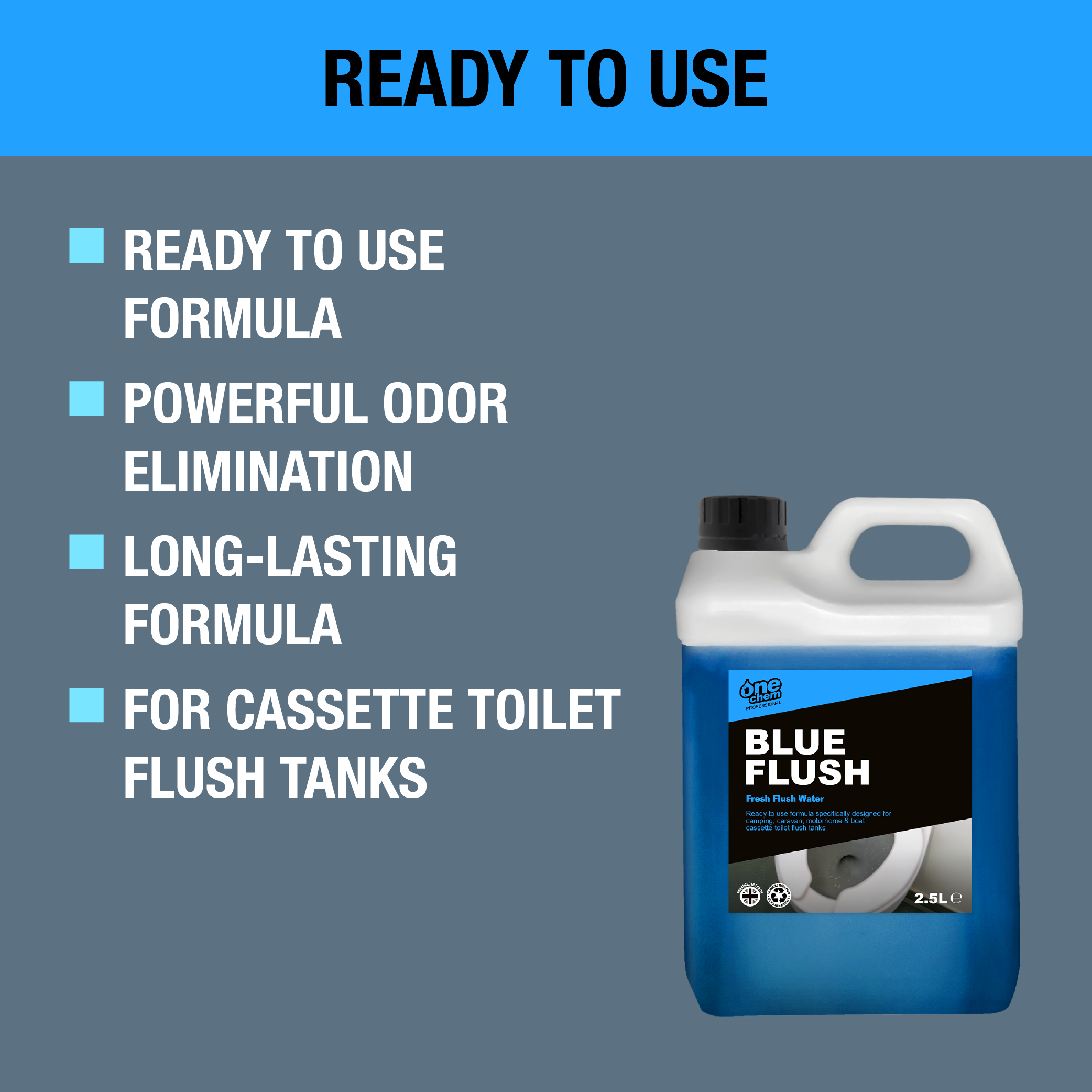 One Chem Professional Toilet Cleaner Blue Flush Fluid, 2 x 2.5 Litre