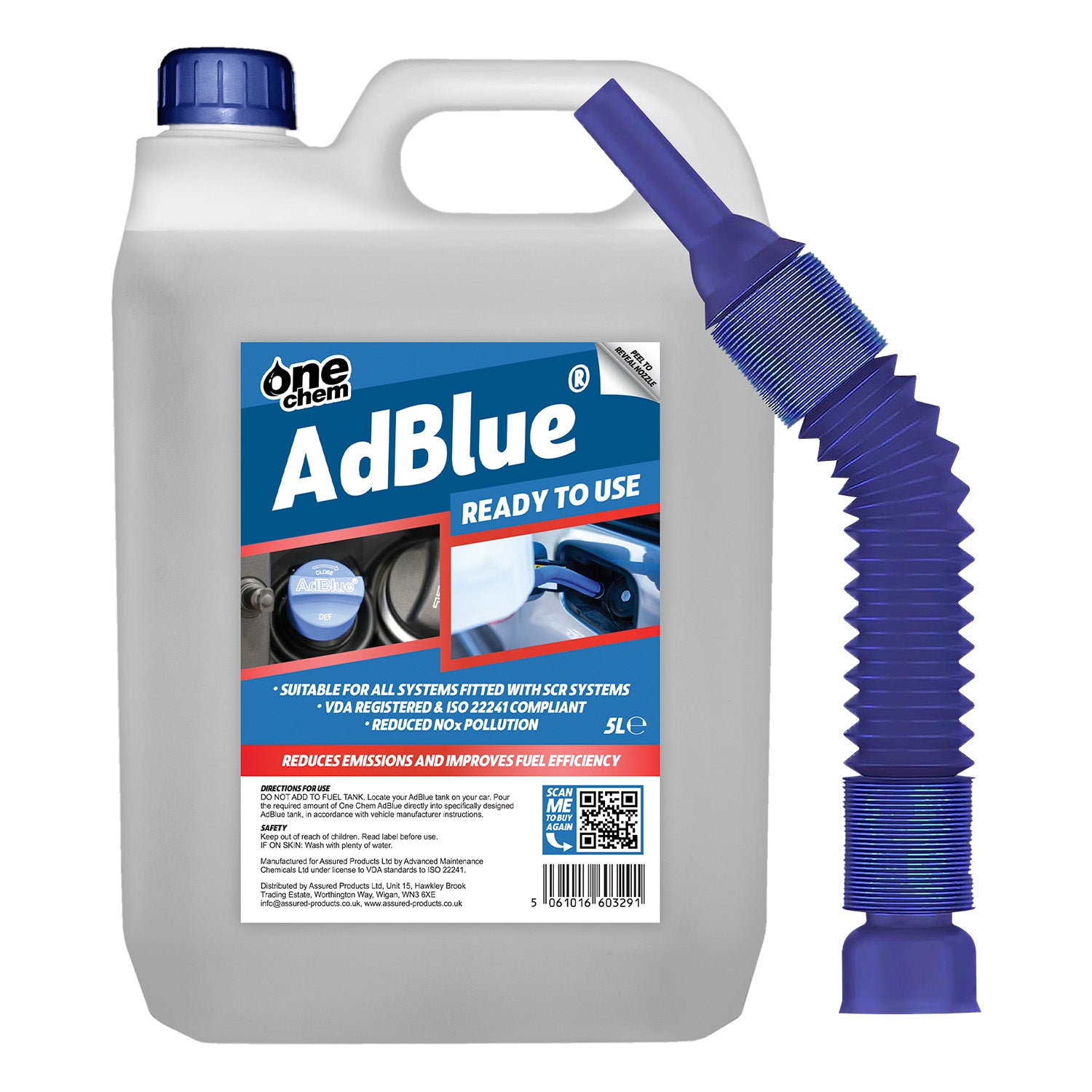 One Chem AdBlue Diesel Exhaust Fluid Additive - Easy Pour Spout