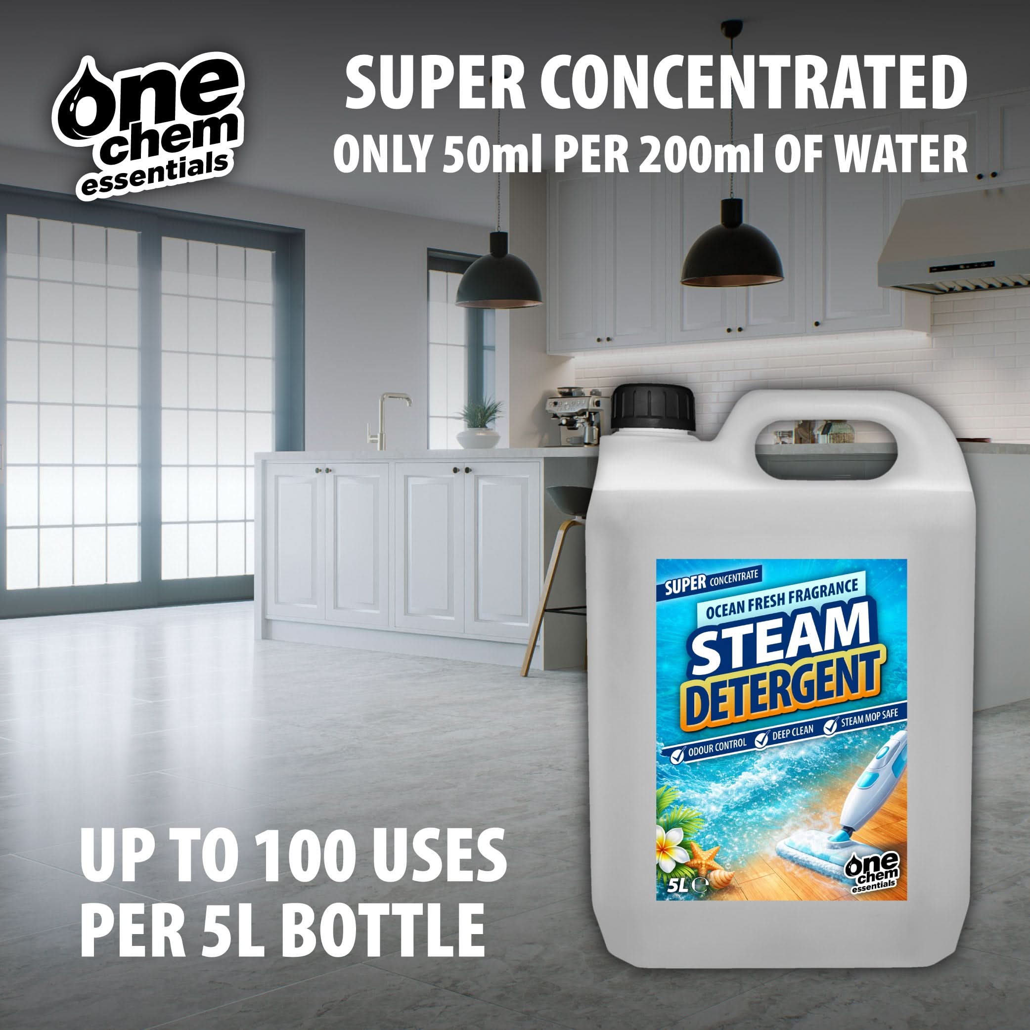 One Chem Essential Steam Detergent - Super Concentrate - Ocean Fresh Fragrance