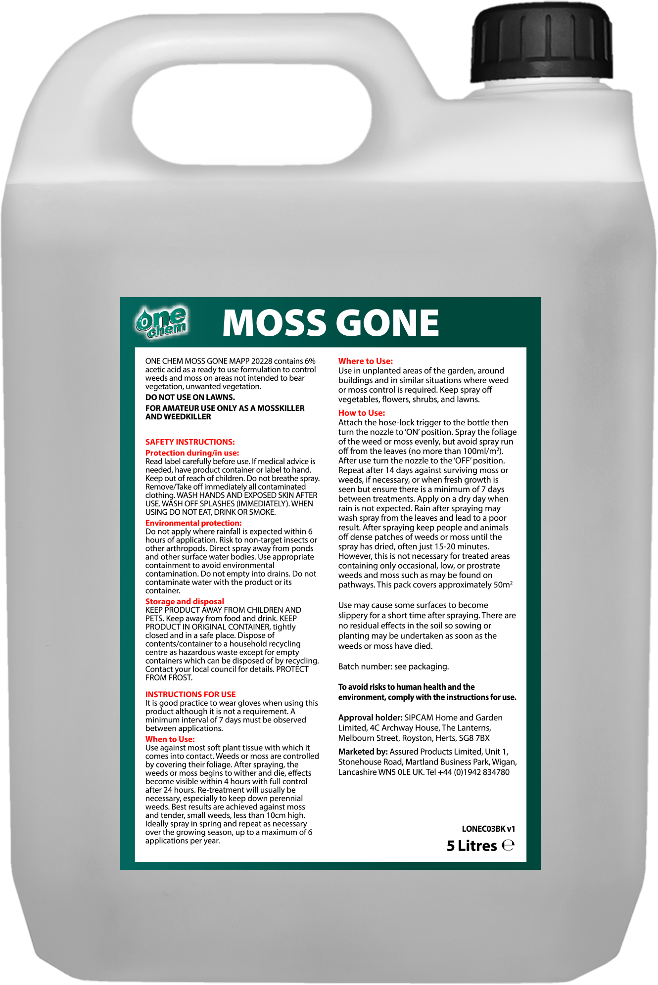 One Chem Moss Gone - Moss Killer