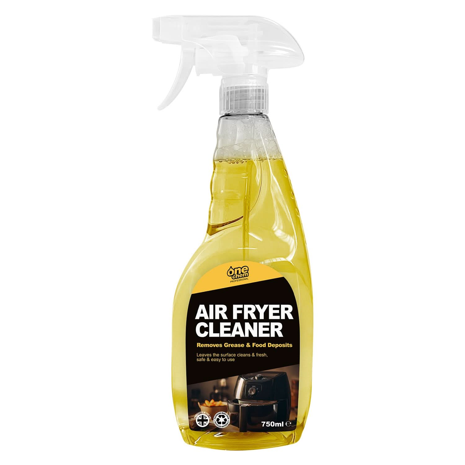 One Chem Kitchen Cleaning Kit - Air Fryer Cleaner 750ml, Washing Up Spray 750ml, Anti-viral Surface Cleaner 750ml & Drain Unblocker 500ml