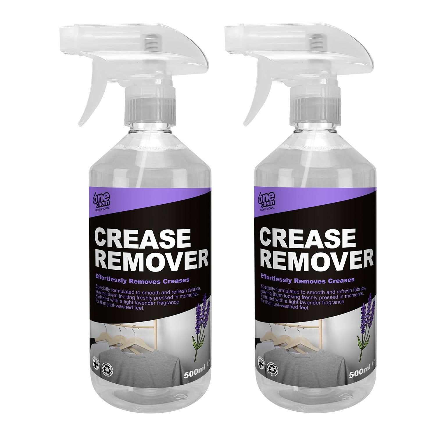 One Chem Pro Crease Remover Spray - Fabric Refresher with Lavender Fragrance