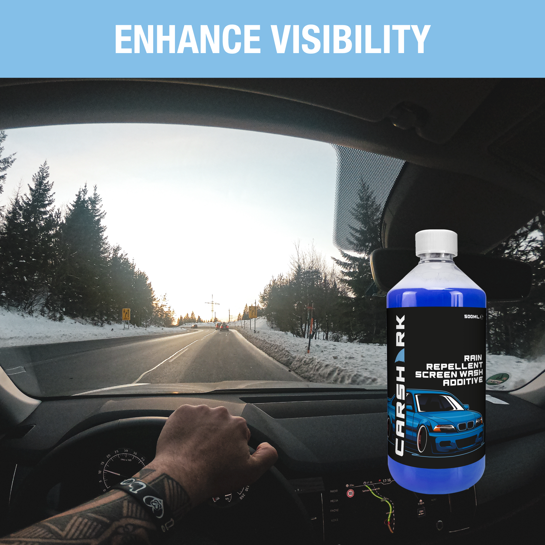 CARSHARK Rain Repellent Screenwash Additive - 2 x 500ml