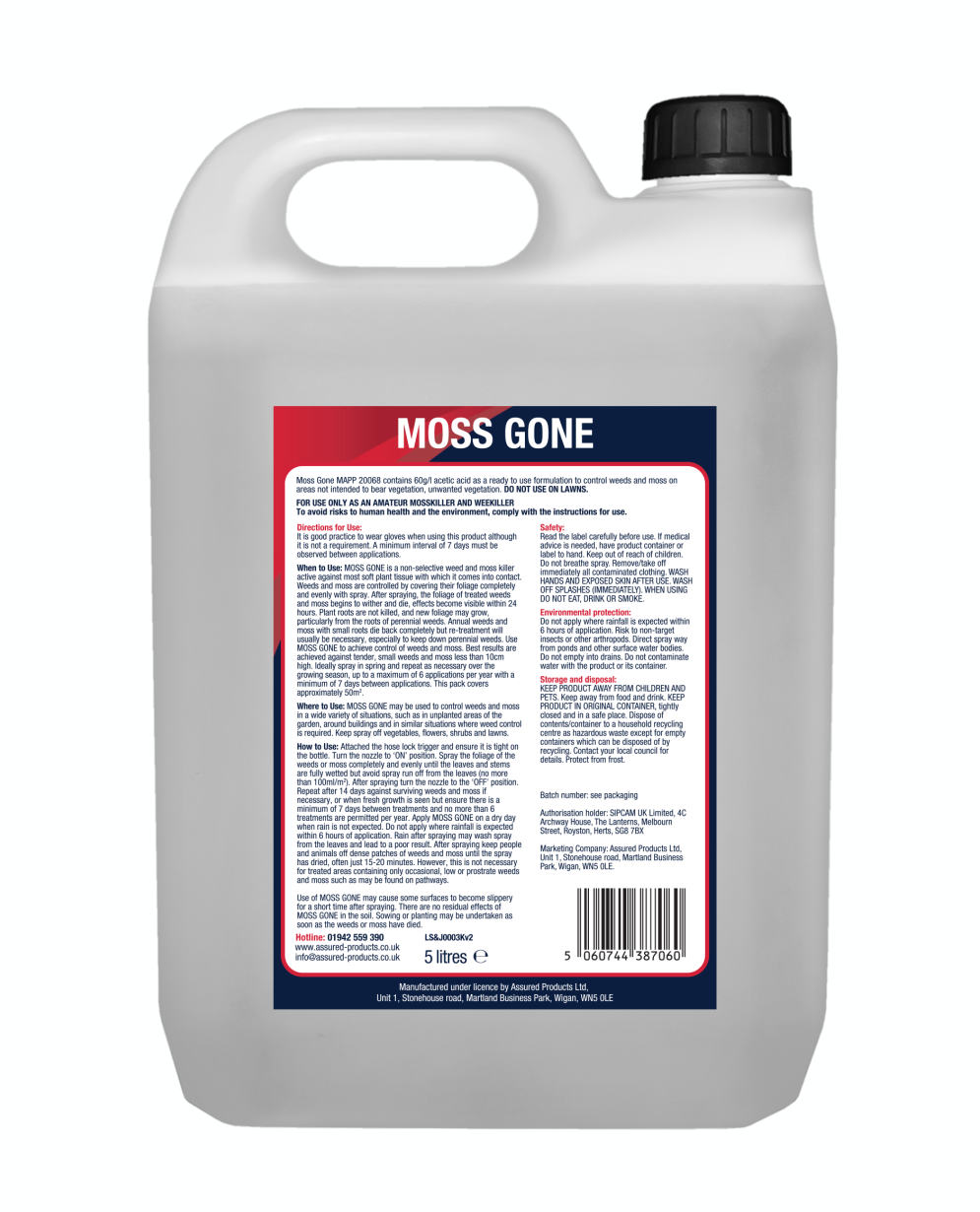 Spear & Jackson Moss Gone Moss Killer 5L with Long Hose Trigger