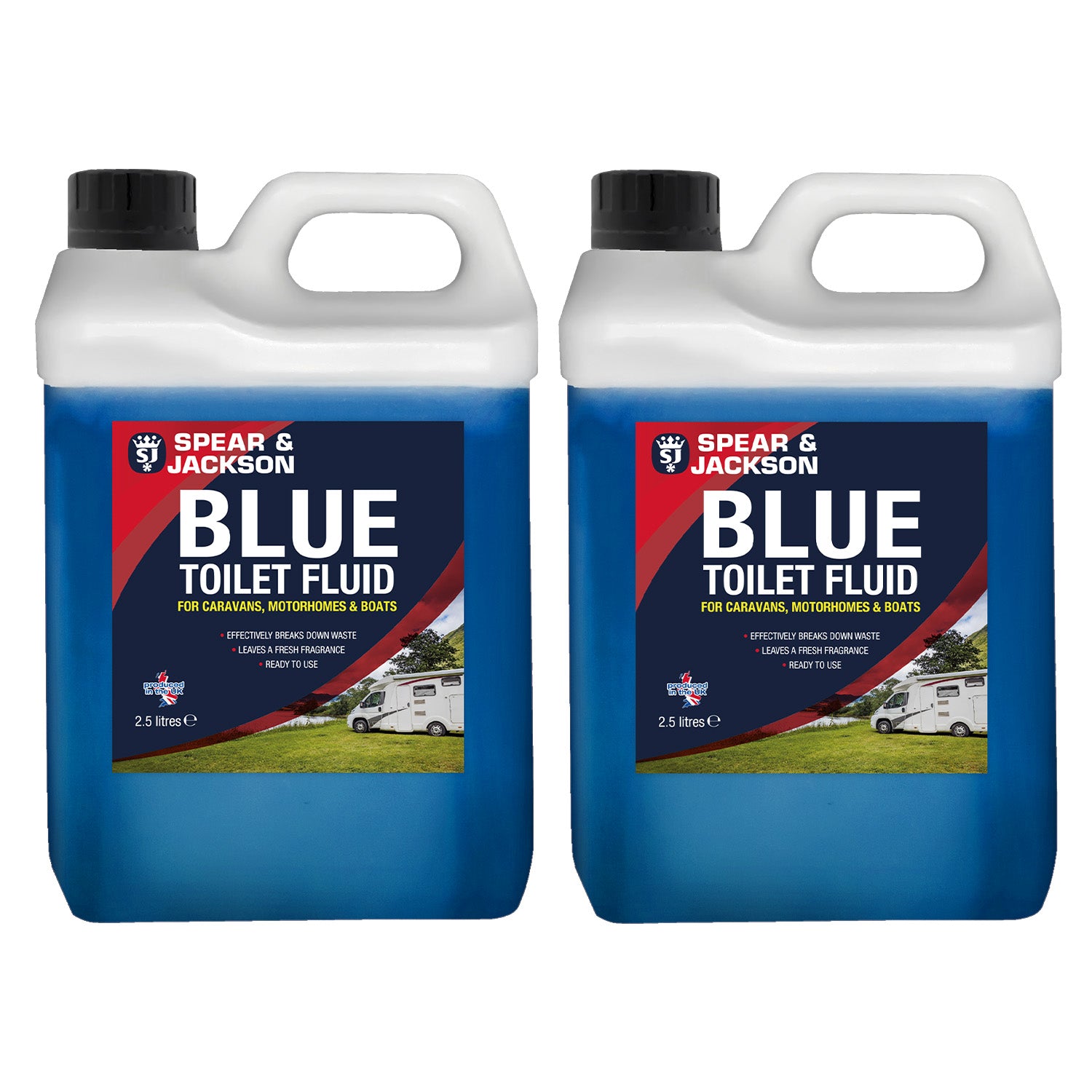 Spear & Jackson Toilet Cleaner Blue Flush Fluid, 2 x 2.5 Litre