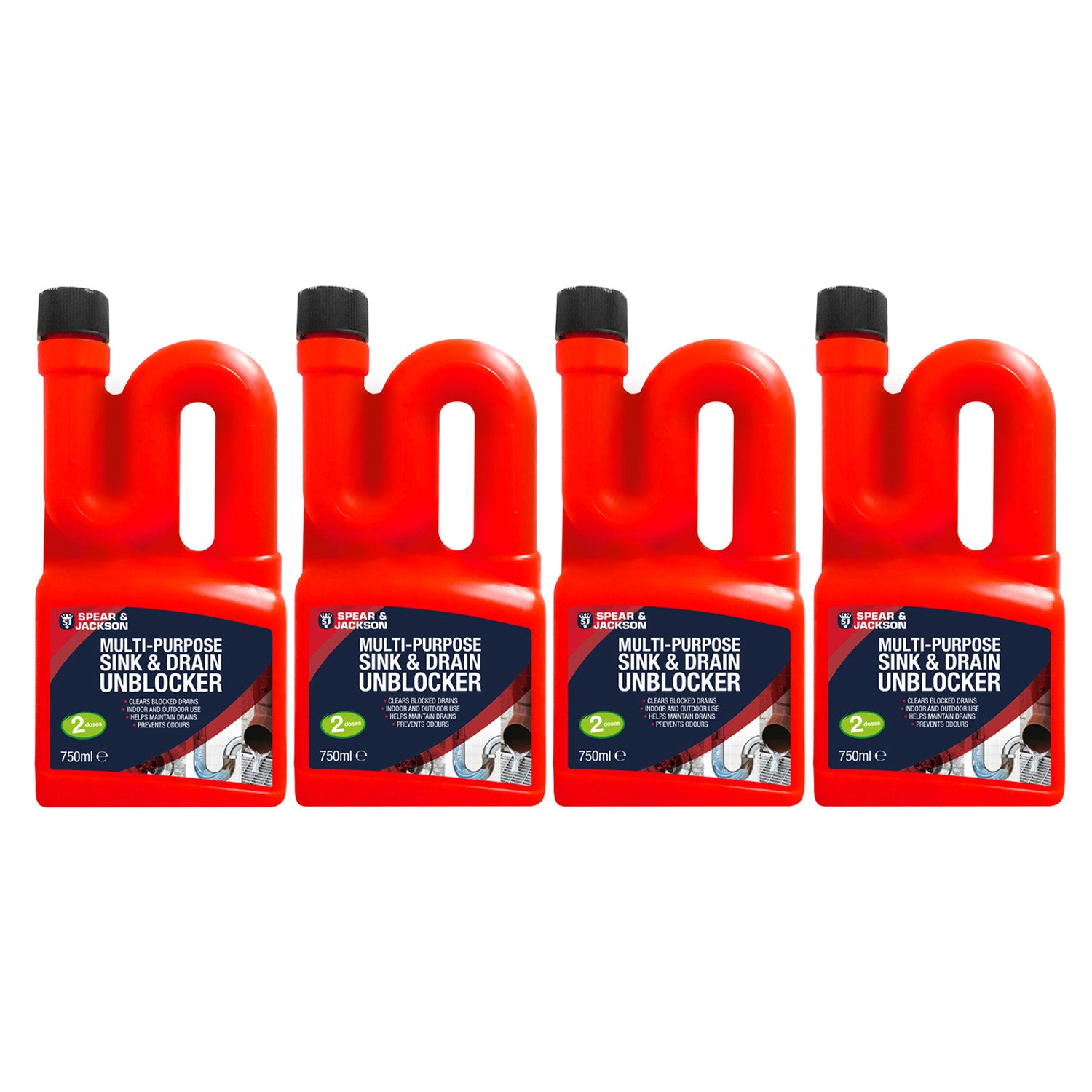 Spear & Jackson Multi-Purpose Sink & Drain Un-blocker 4 x 750ml