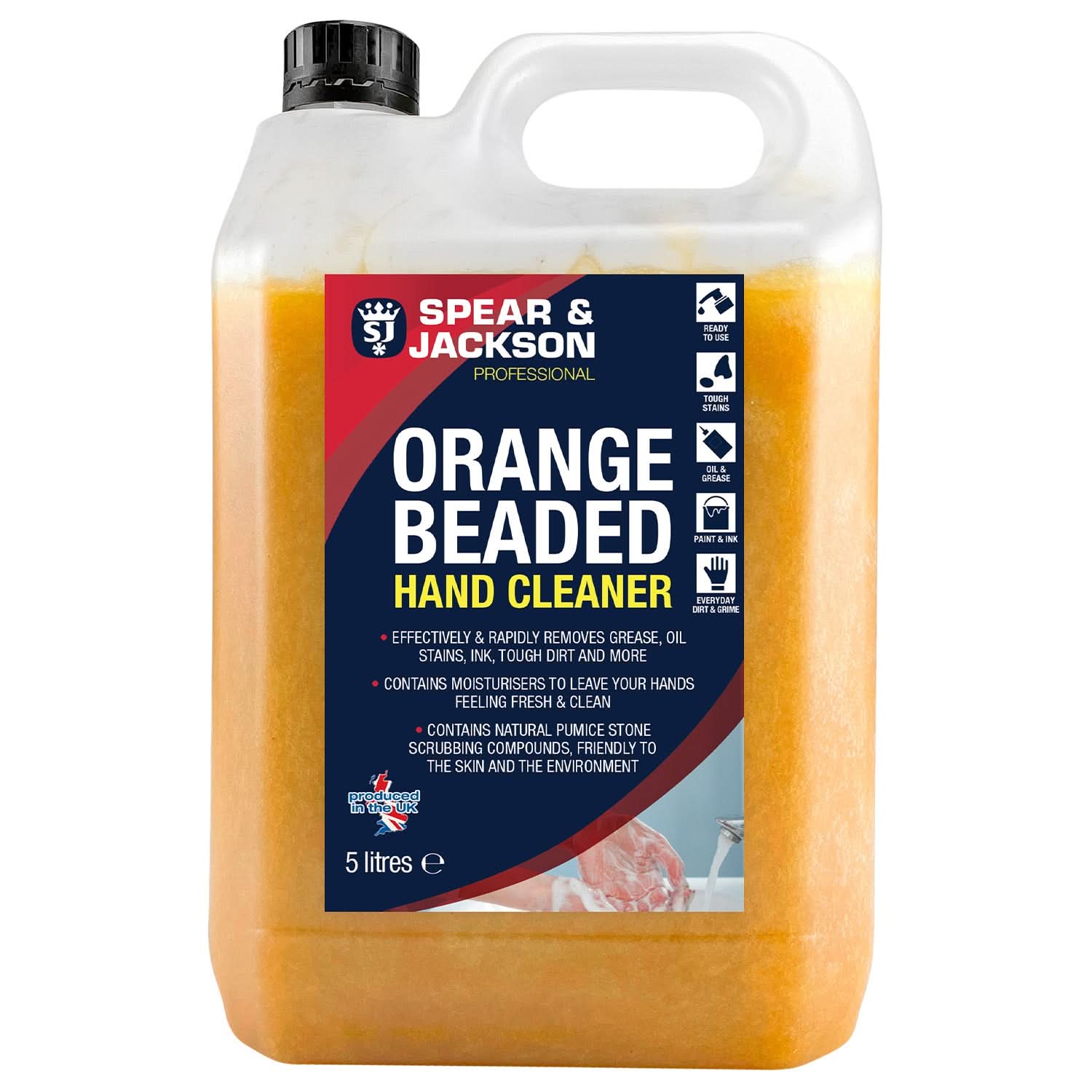 Spear & Jackson Orange Beaded Hand Cleaner 5L With Moisturiser