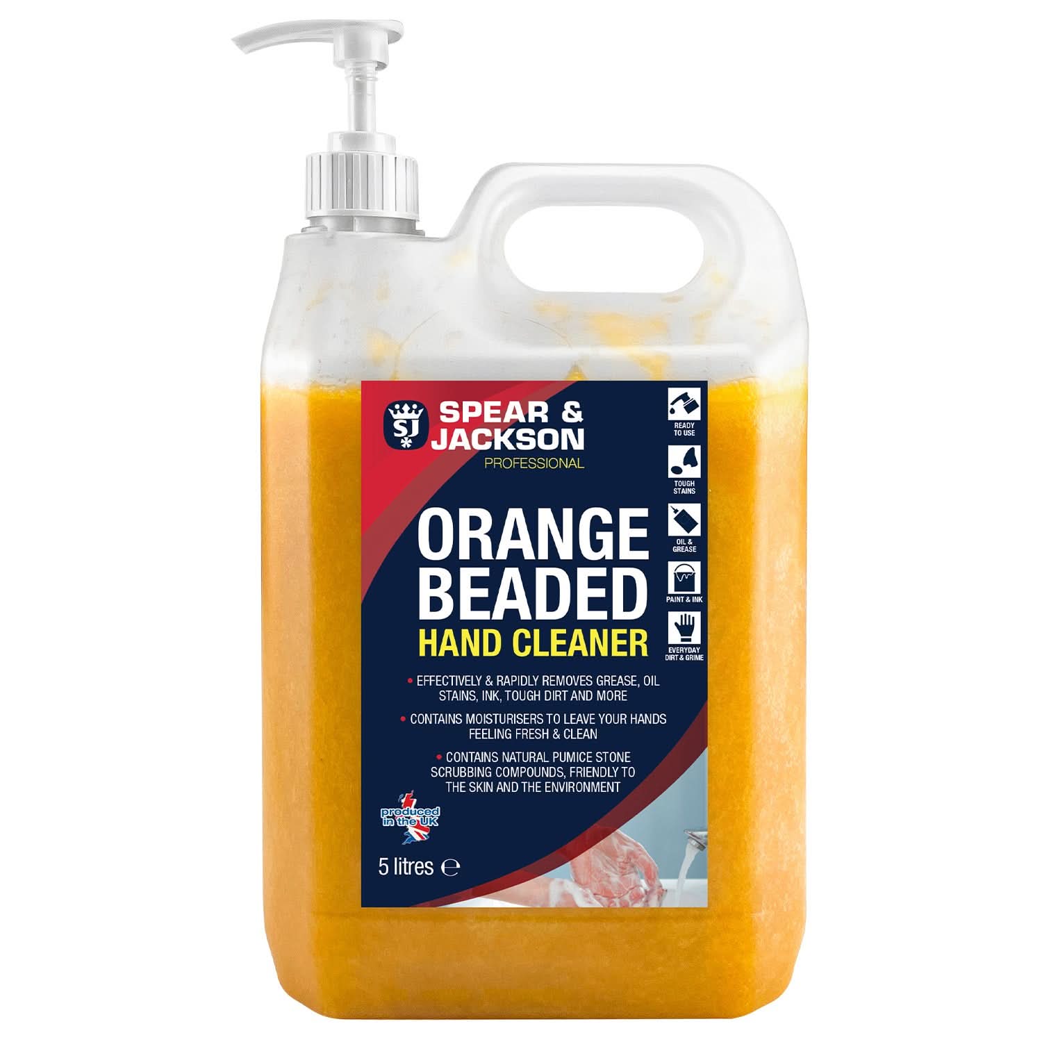 Spear & Jackson Orange Beaded Hand Cleaner 5L With Moisturiser