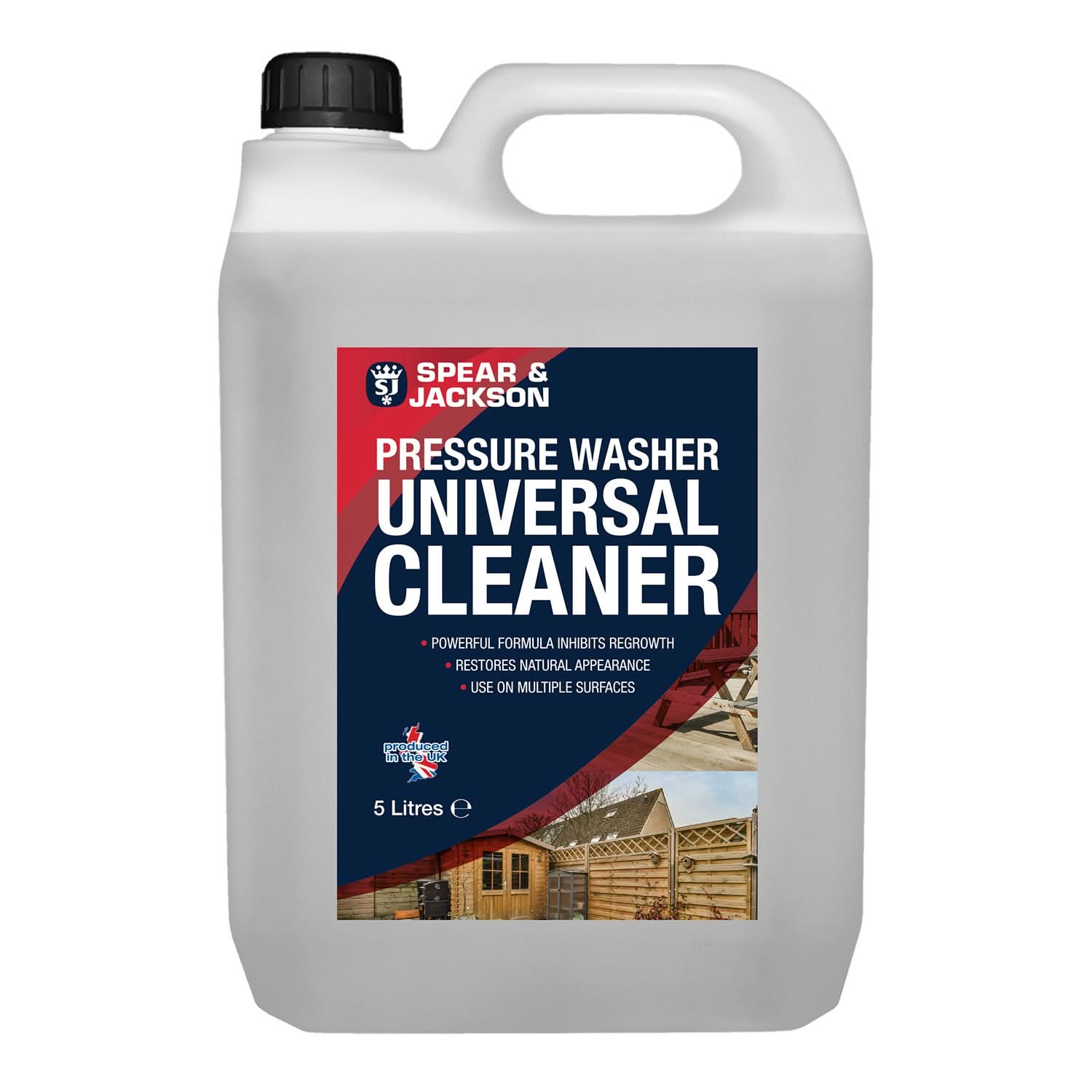 Spear & Jackson Pressure Washer Universal Cleaner, 5L, Mould and Algae Remover for Fences, Sheds, Decking