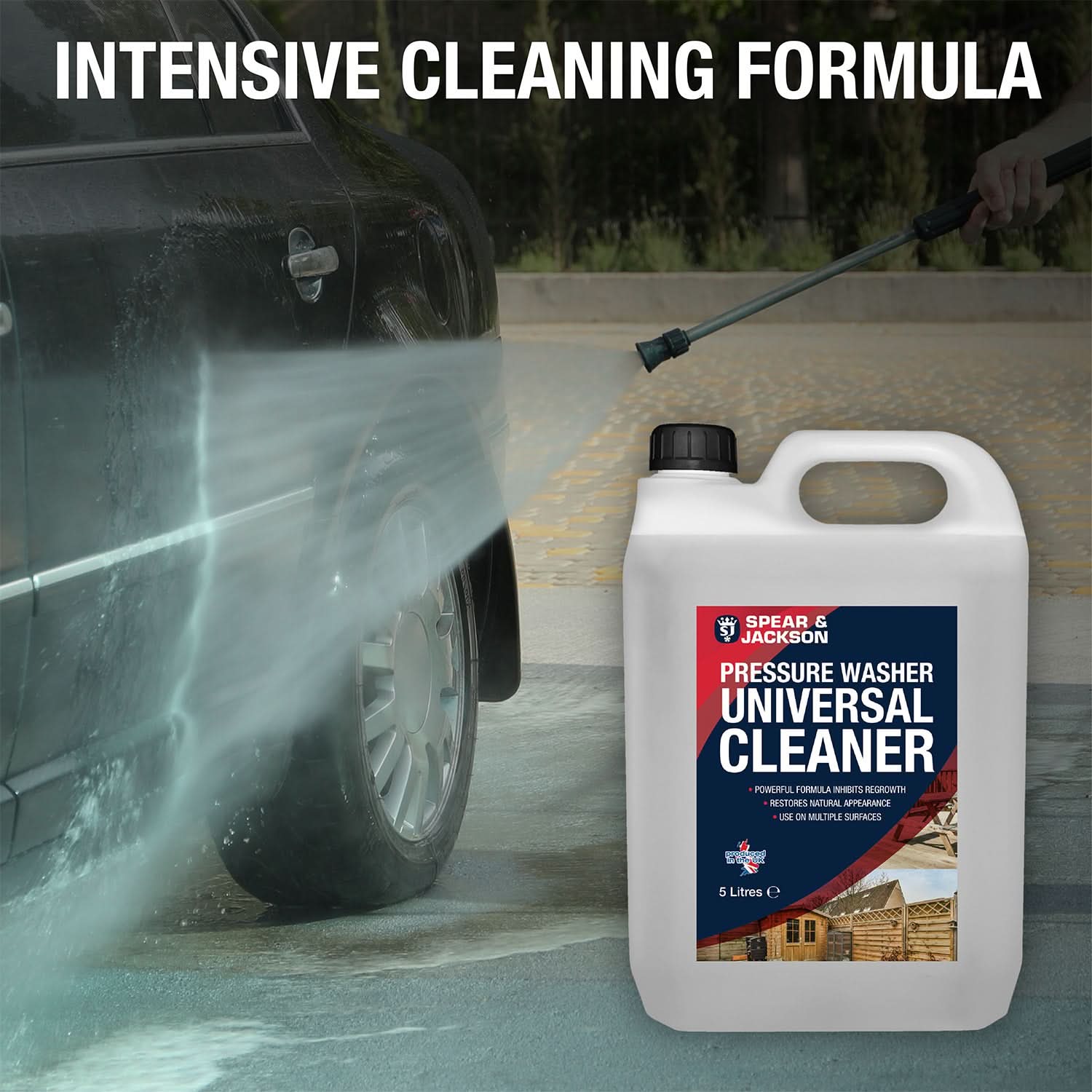 Spear & Jackson Pressure Washer Universal Cleaner, 5L, Mould and Algae Remover for Fences, Sheds, Decking