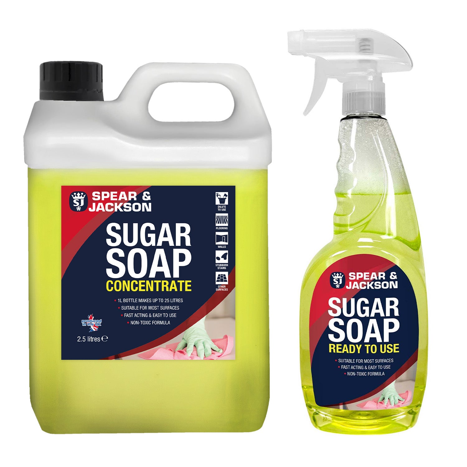 Spear & Jackson Sugar Soap Concentrate 2.5L + 750ml Ready to use Spray