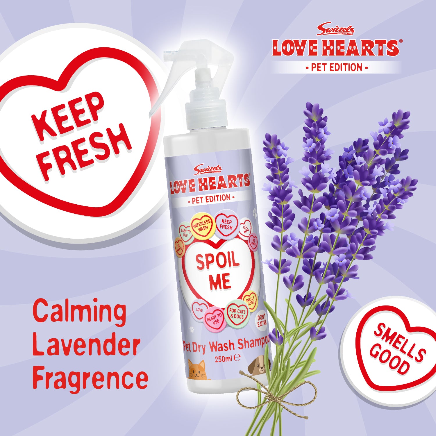 Swizzels Love Hearts Pet Wash Dry Shampoo
