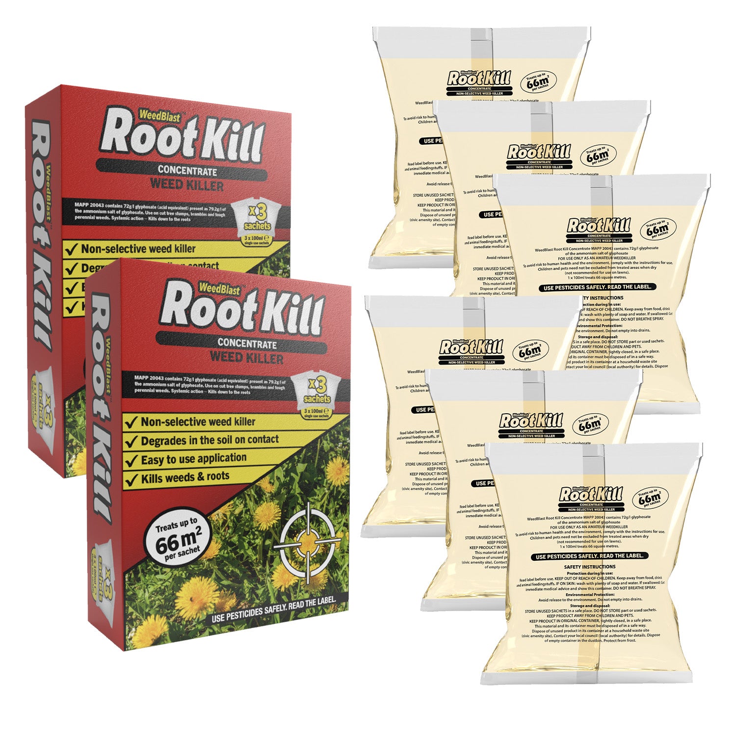 Weedblast Rootkill Concentrated Weedkiller 6 x 100 Sachets boxed