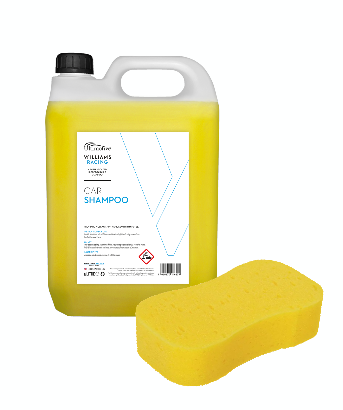 Williams PH Neutral Car Shampoo 5L (with Jumbo Sponge)