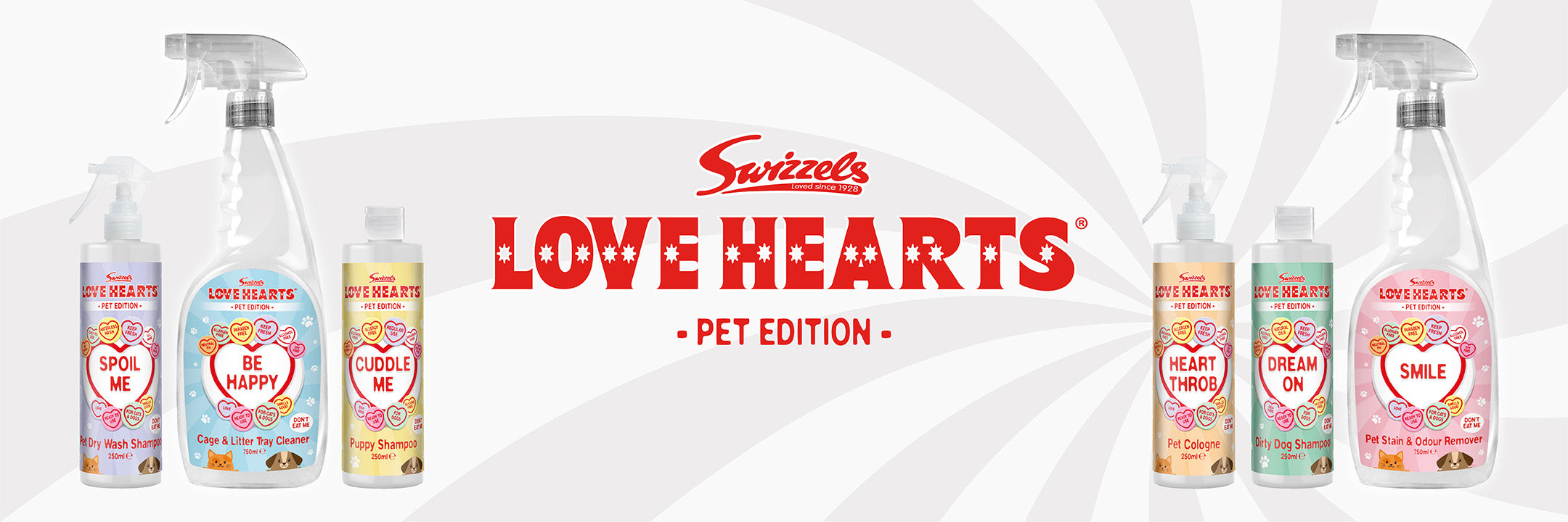 swizzels love hearts pet grooming products