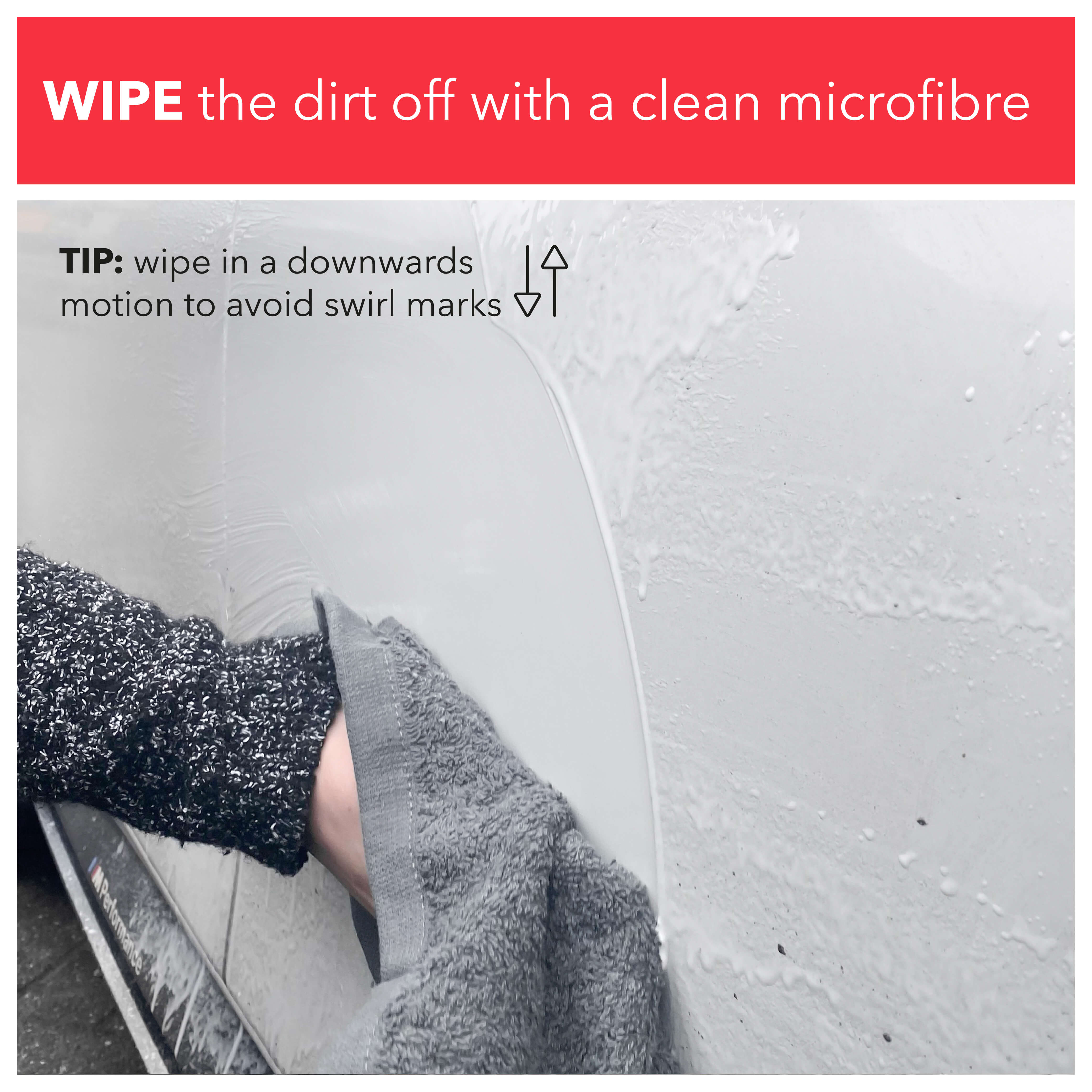 Wipe the dirt off with a clean microfibre