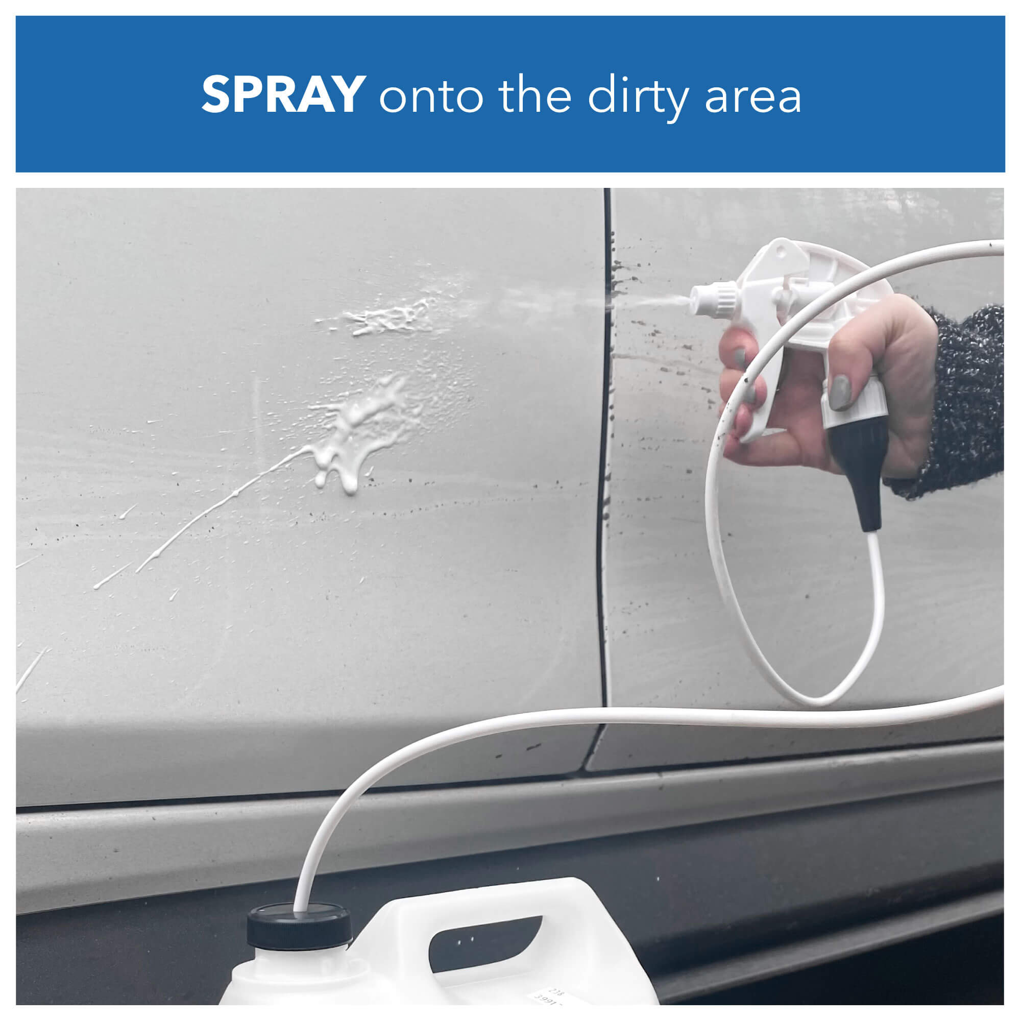 Spray onto the dirty area