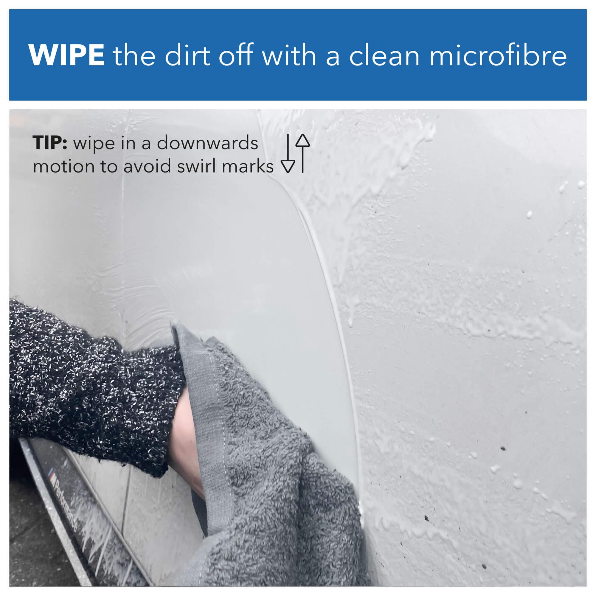 Wipe the dirt off with a clean microfibre