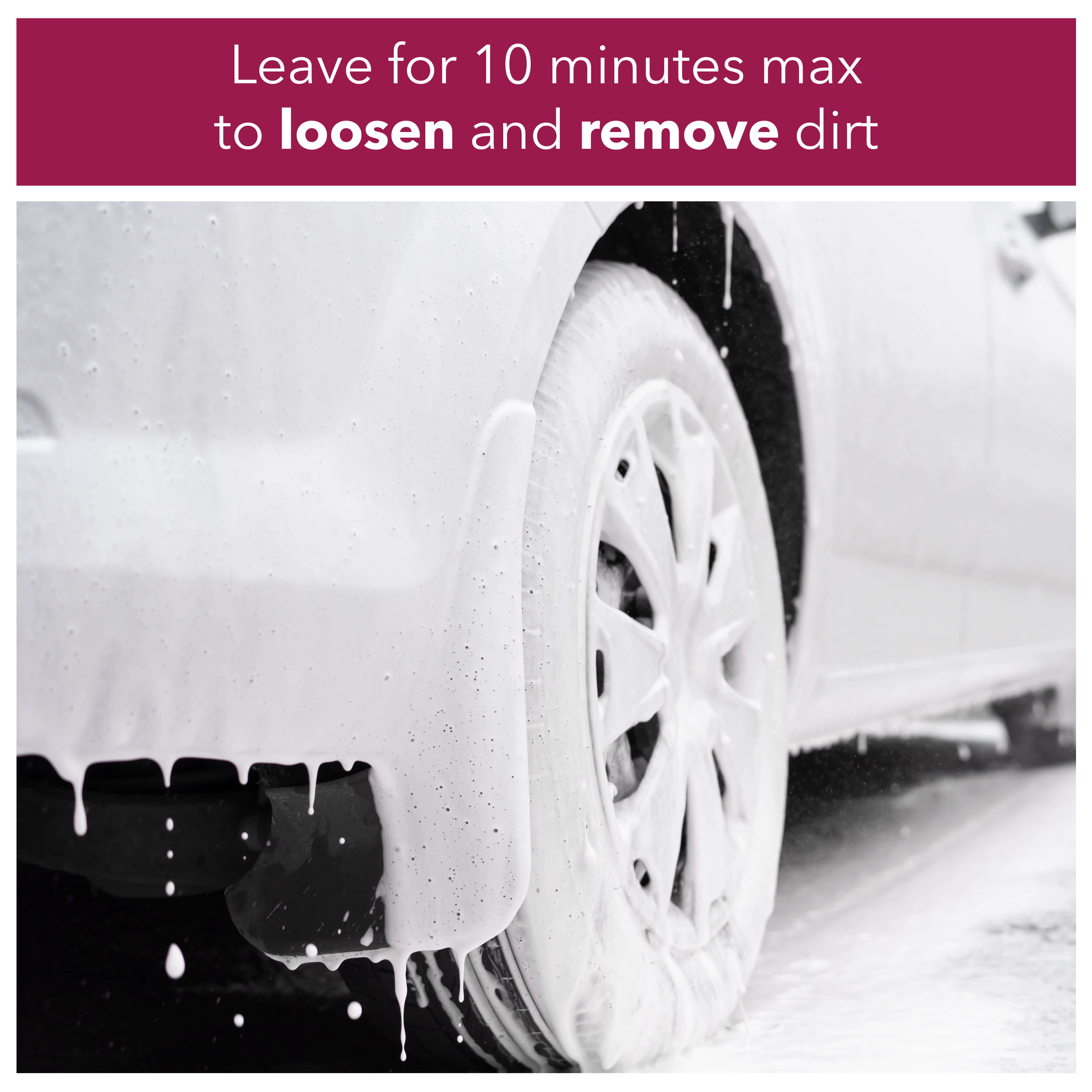 Leave for 10 minutes max to loosen and remove dirt