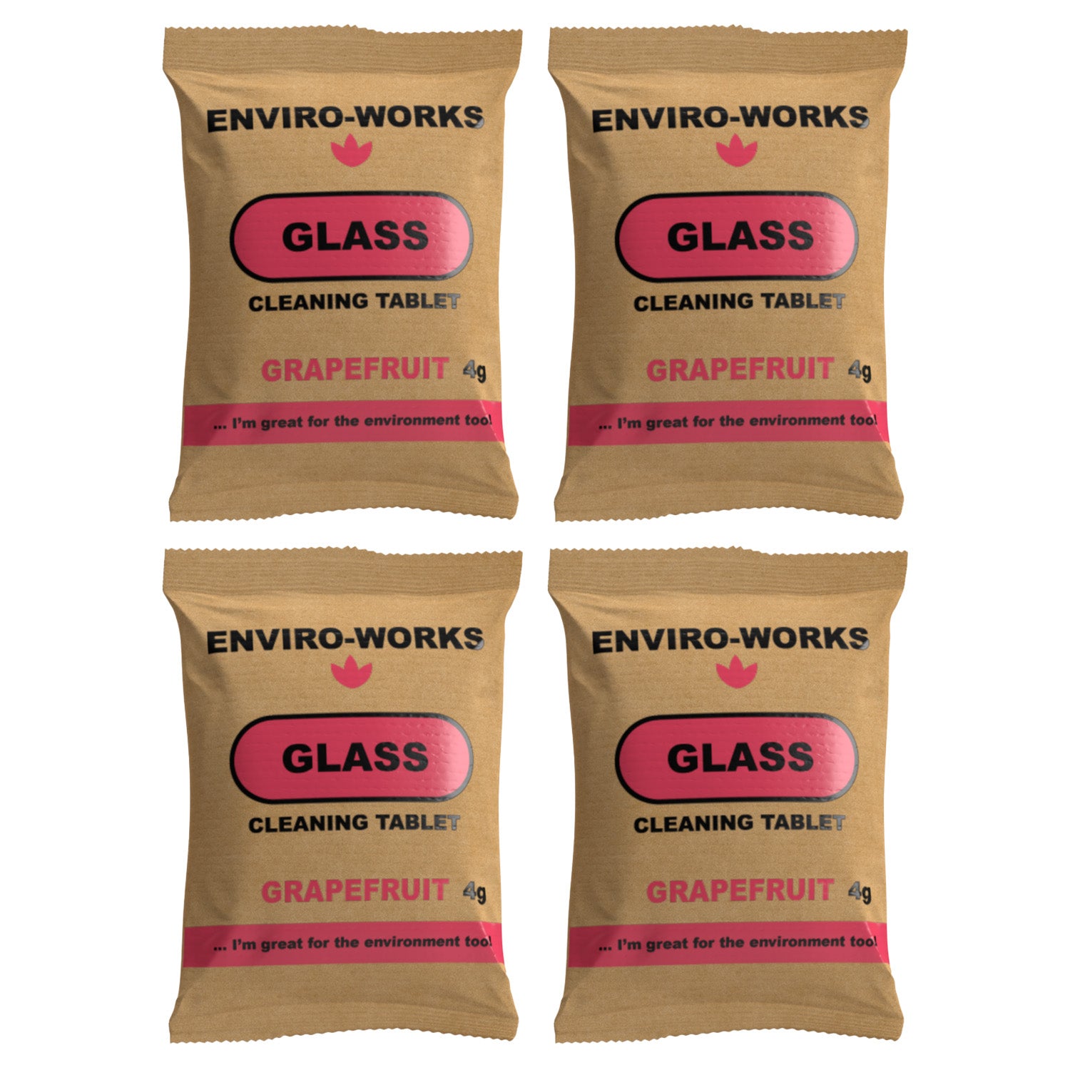 Enviro-Works Glass Cleaning Tabs x4 REFILLS