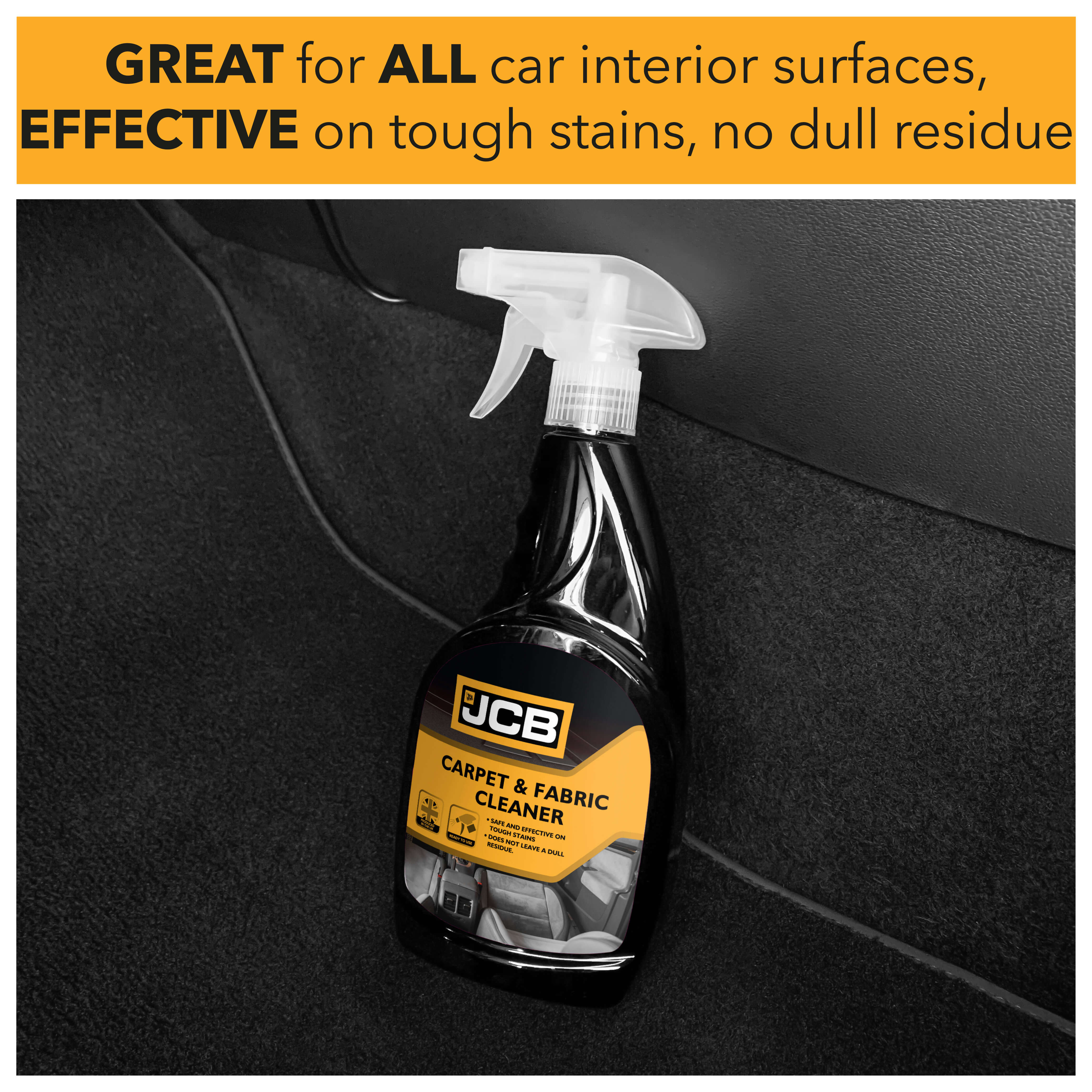 Great for all car interior surfaces, effective on tough stains, no dull residue