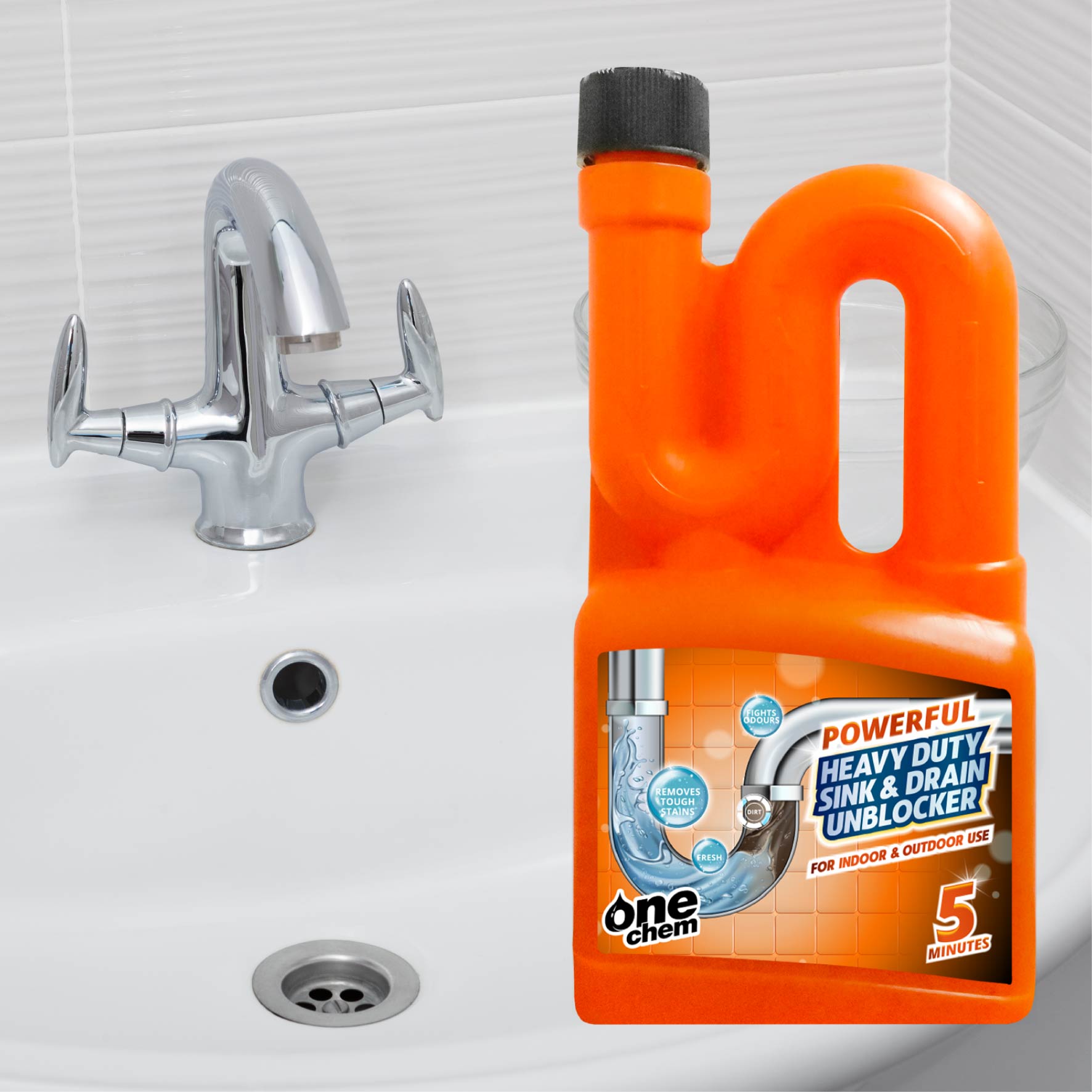 One Chem Heavy Duty Sink and Drain Unblocker 3 x 750ml
