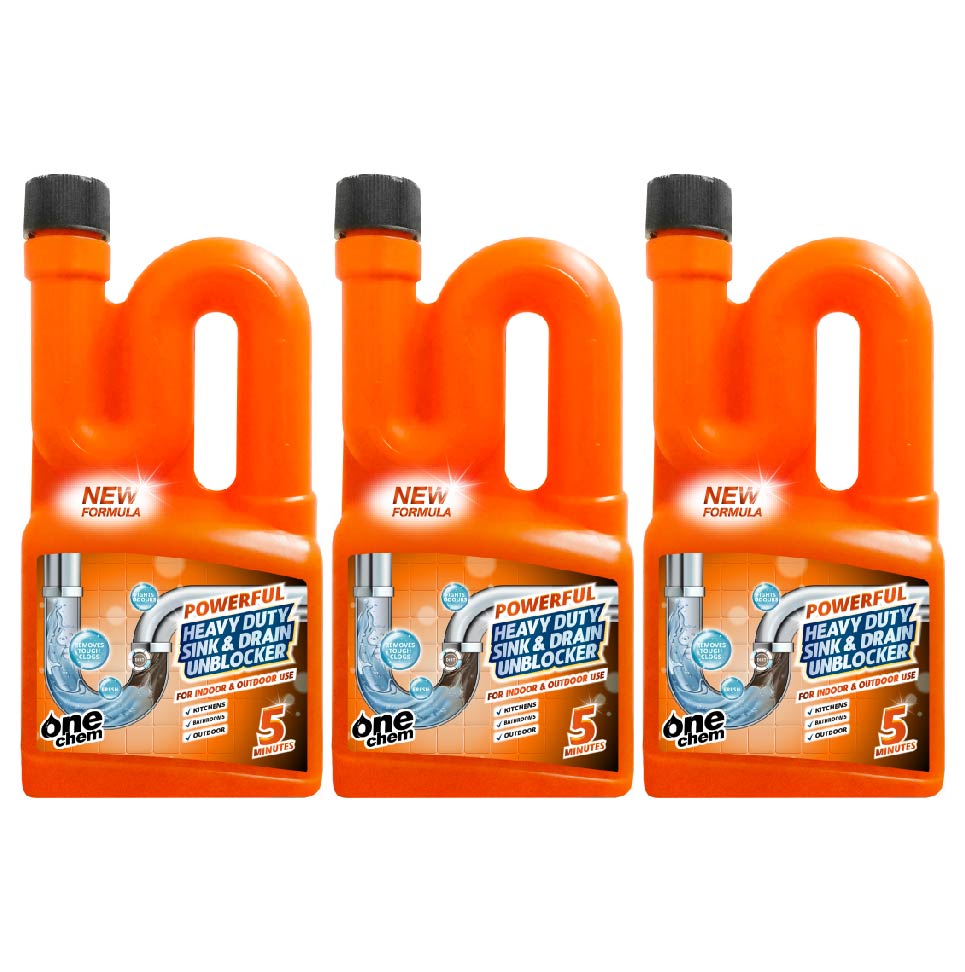 One Chem Heavy Duty Sink and Drain Unblocker 3 x 750ml