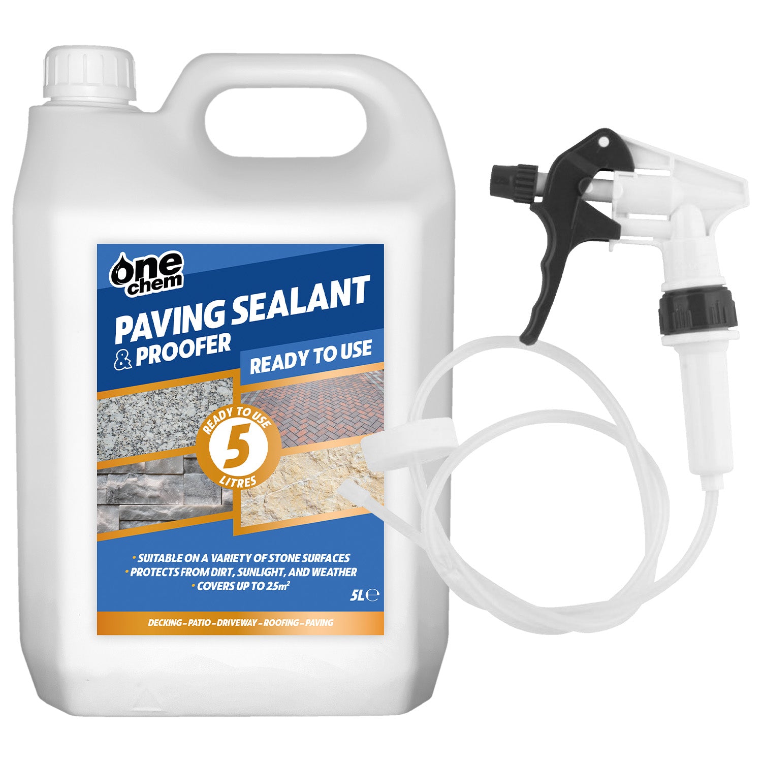 One Chem - Paving Sealant and Proofer 5 Litre Water Seal with Long Hose Trigger