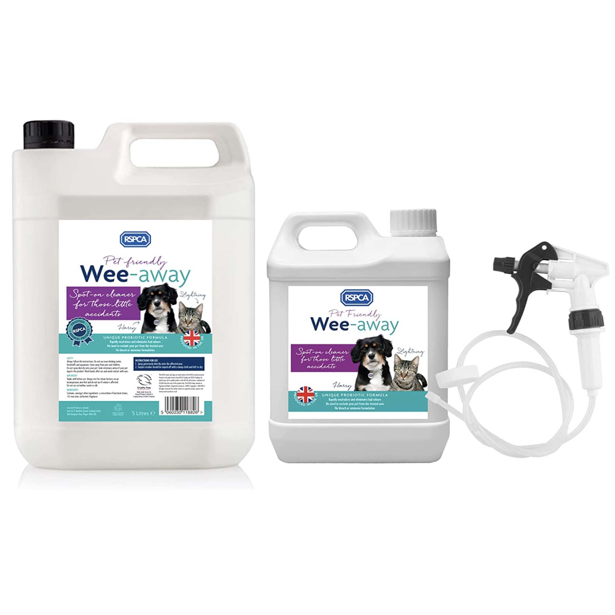 RSPCA Wee Away 5L + 2.5L (with Long Hose Trigger)