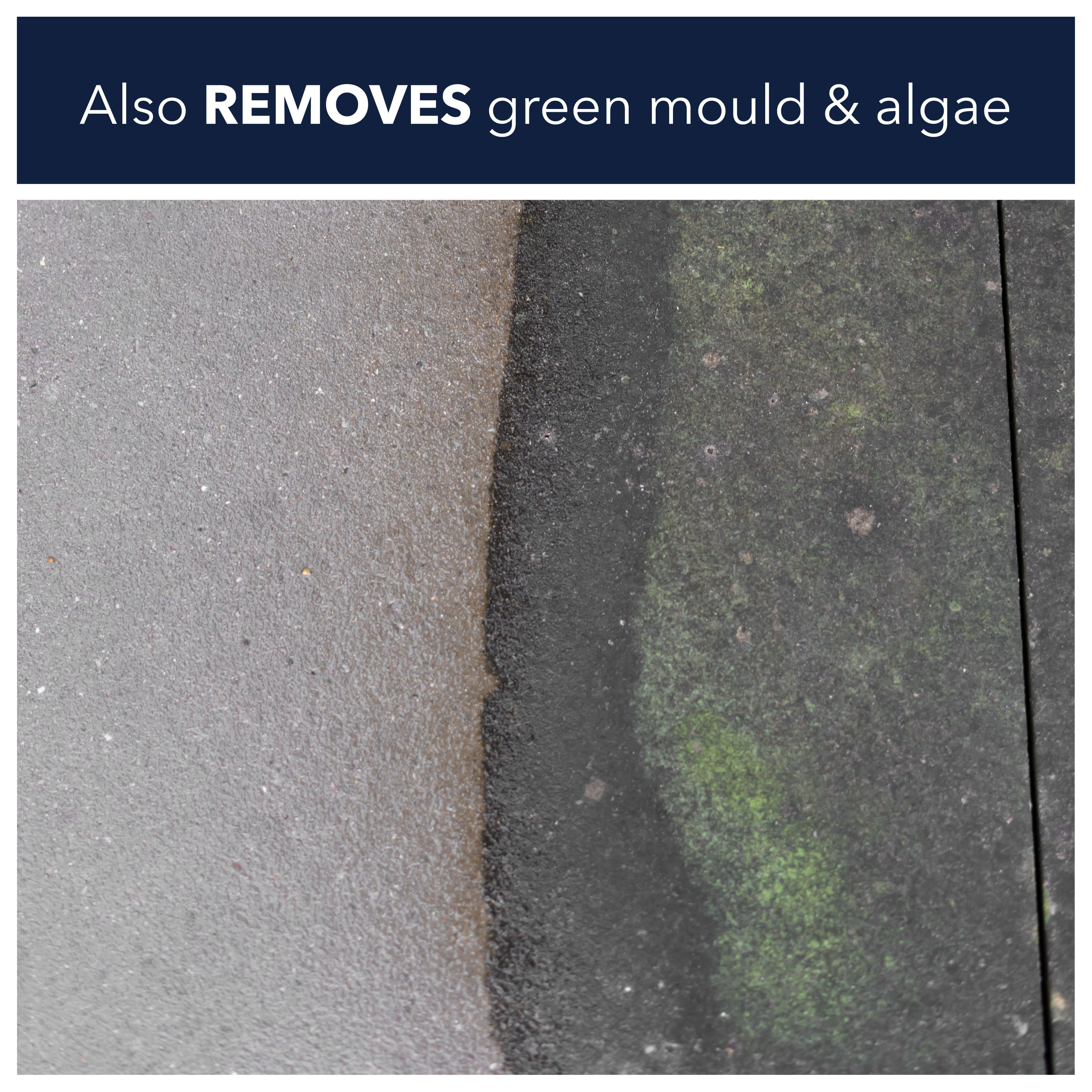 Also removes green mould and algae