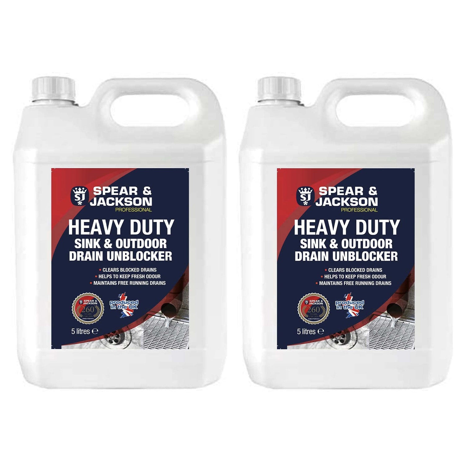 Spear & Jackson Heavy Duty Sink & Outdoor Drain Unblocker 2x5L