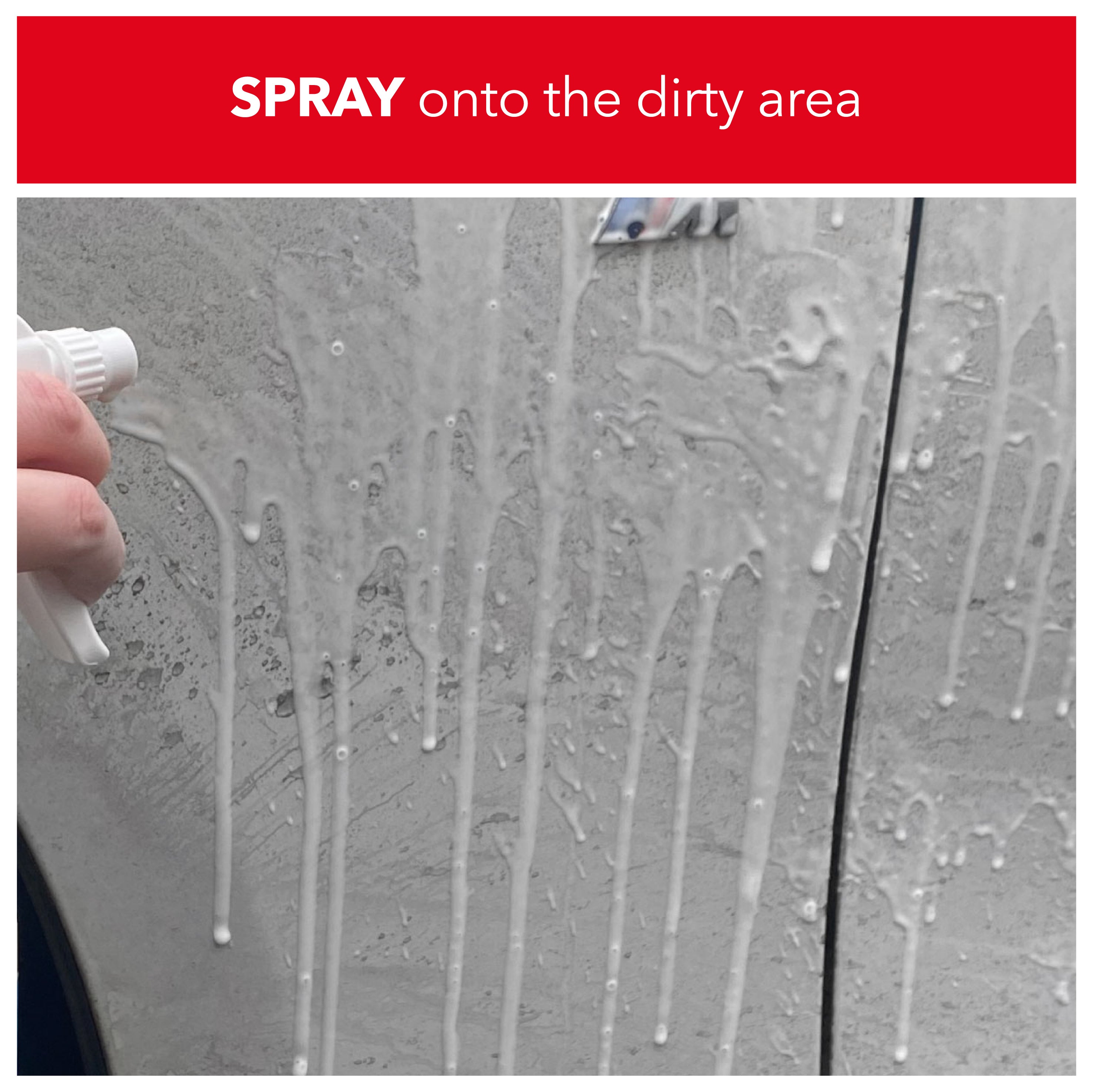 spray onto dirty area
