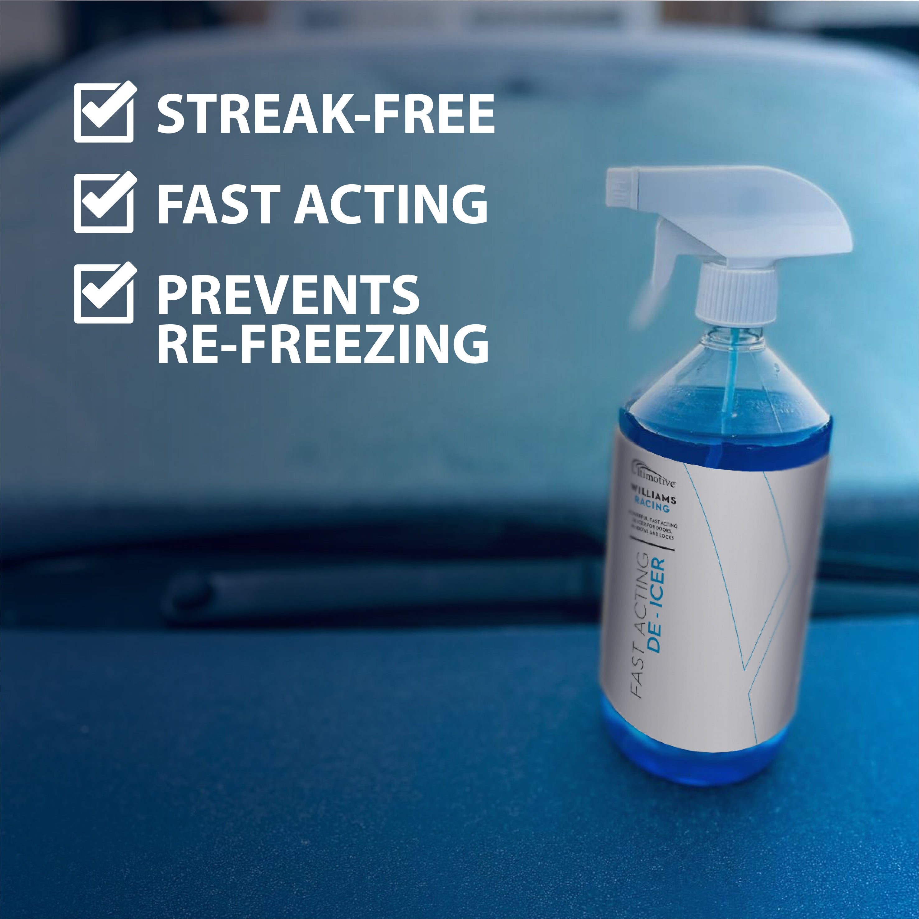 streak-free, fast acting, prevents re-freezing