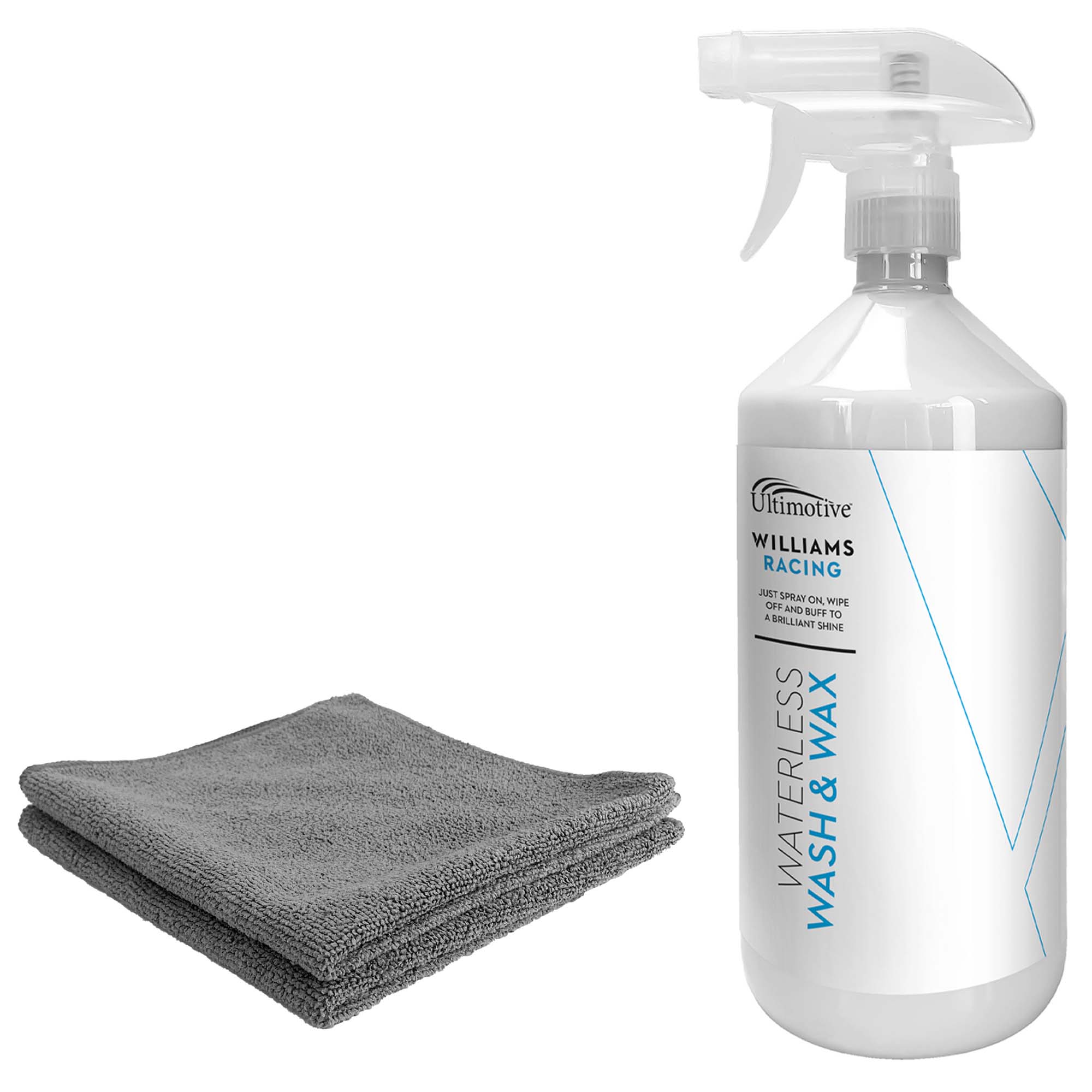 Williams Waterless Wash & Wax 1L (with 2 Microfibre Cloths)