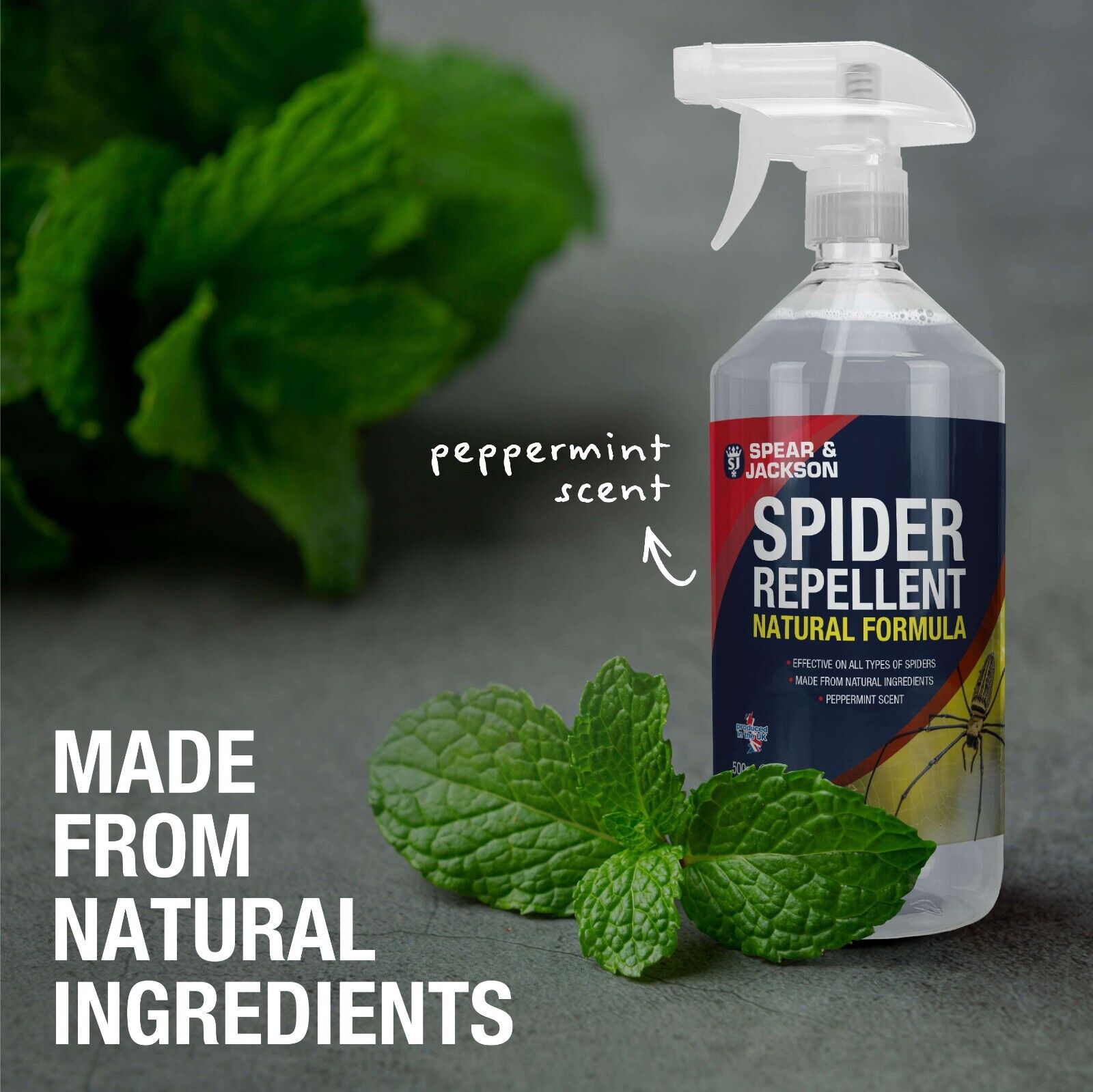 S&J Spider Repellent 2 x 500ml Peppermint Scent Natural Ingredients