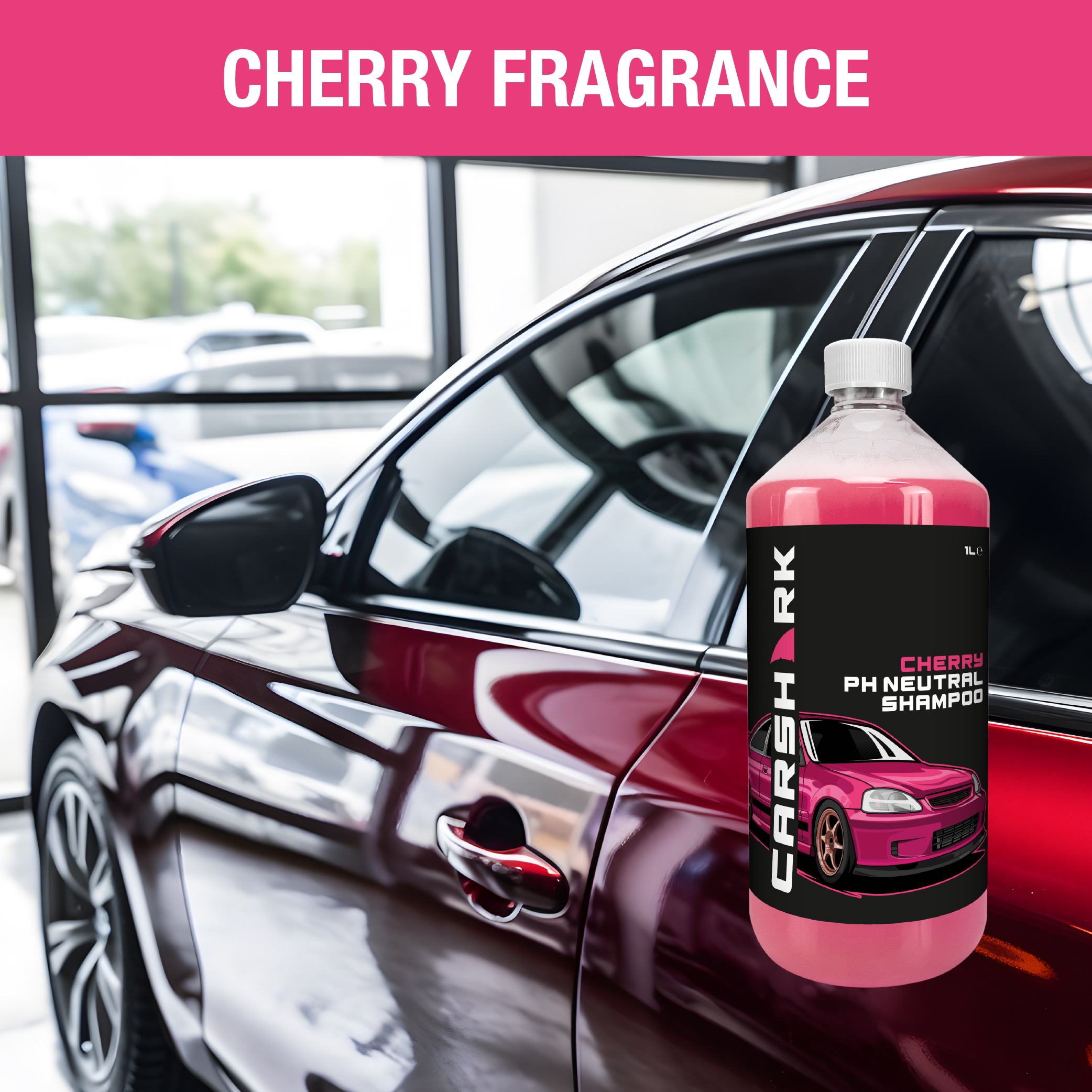 CARSHARK PH Neutral Car Shampoo 1 Litre - Concentrate - Cherry