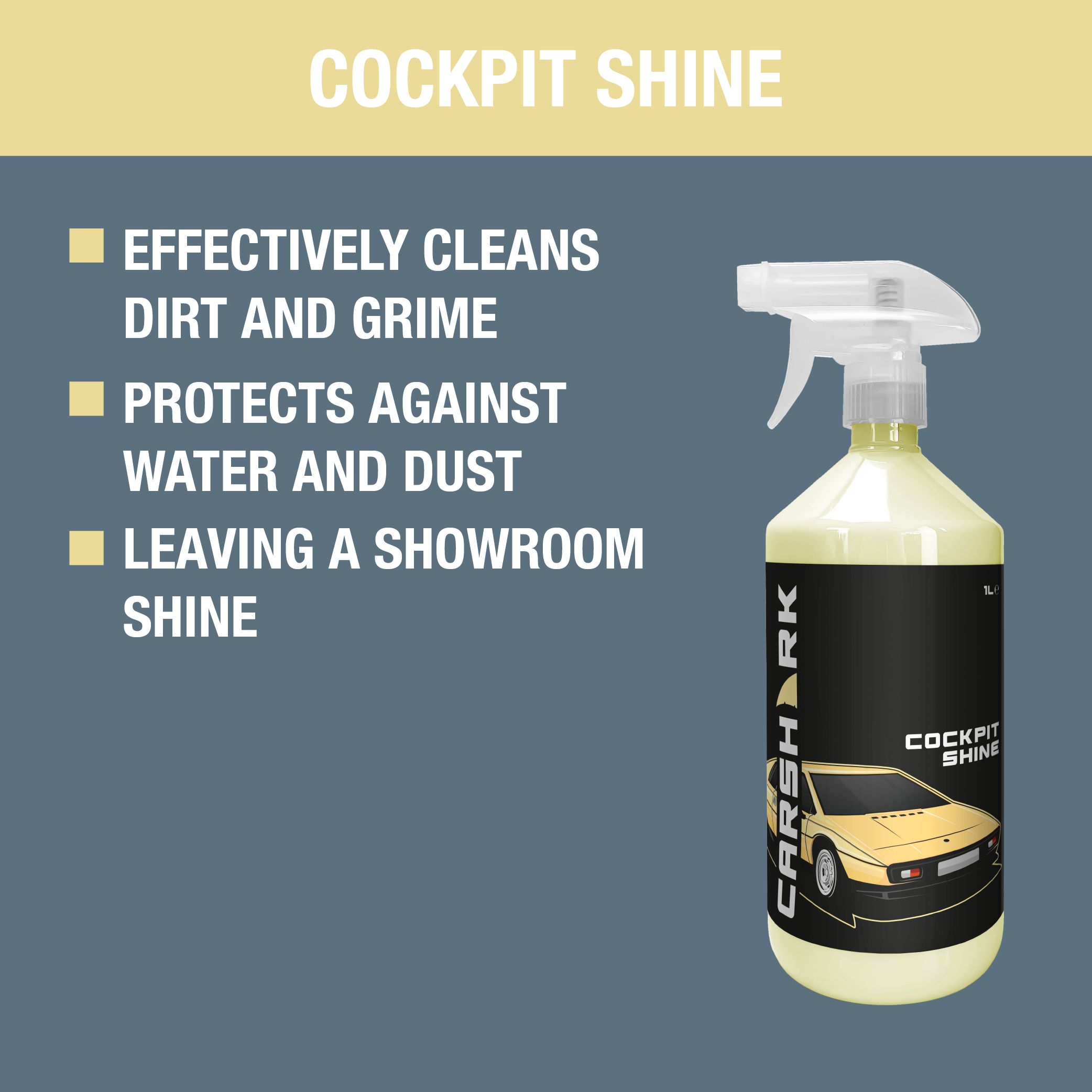 CARSHARK Cockpit Shine 2 x 1 Litre, Dashboard Cleaner