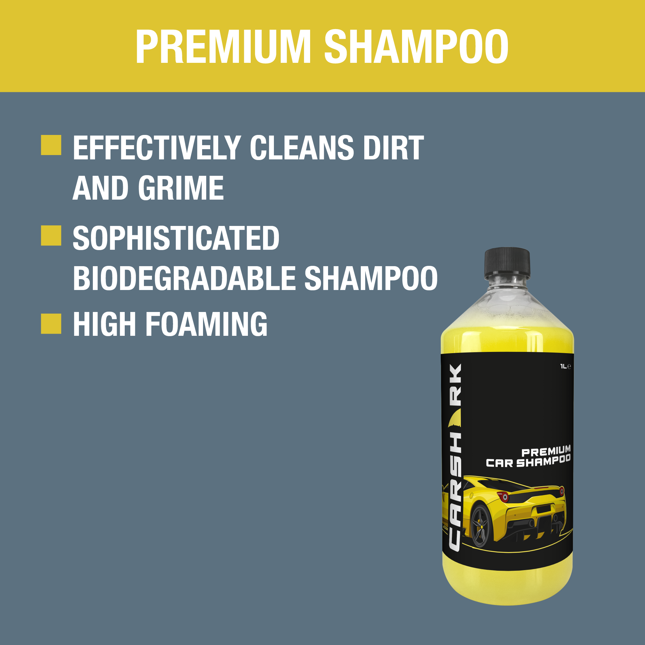 CARSHARK Premium Car Shampoo 2 x 1 Litre Concentrate