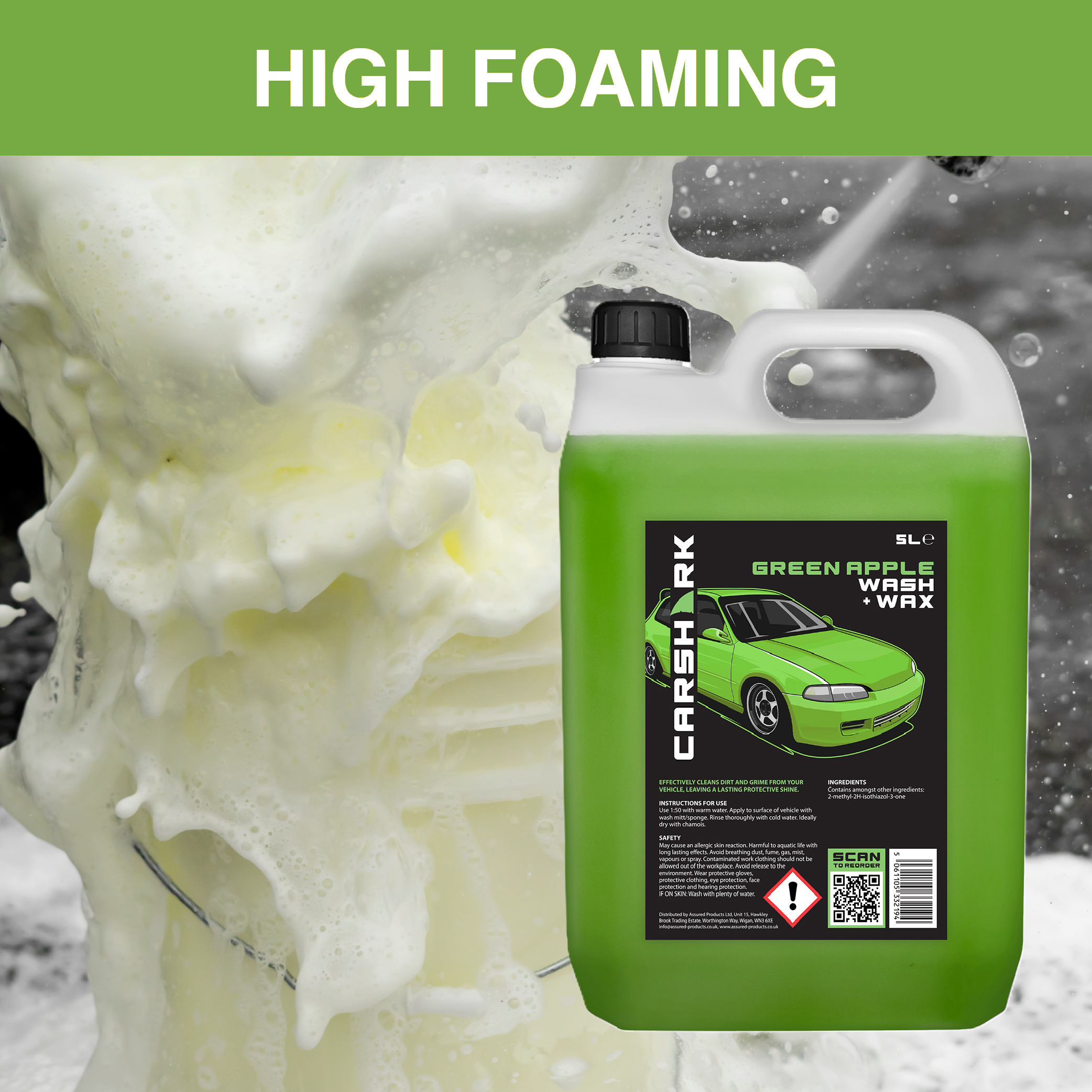 CARSHARK Green Apple Wash & Wax Car Shampoo