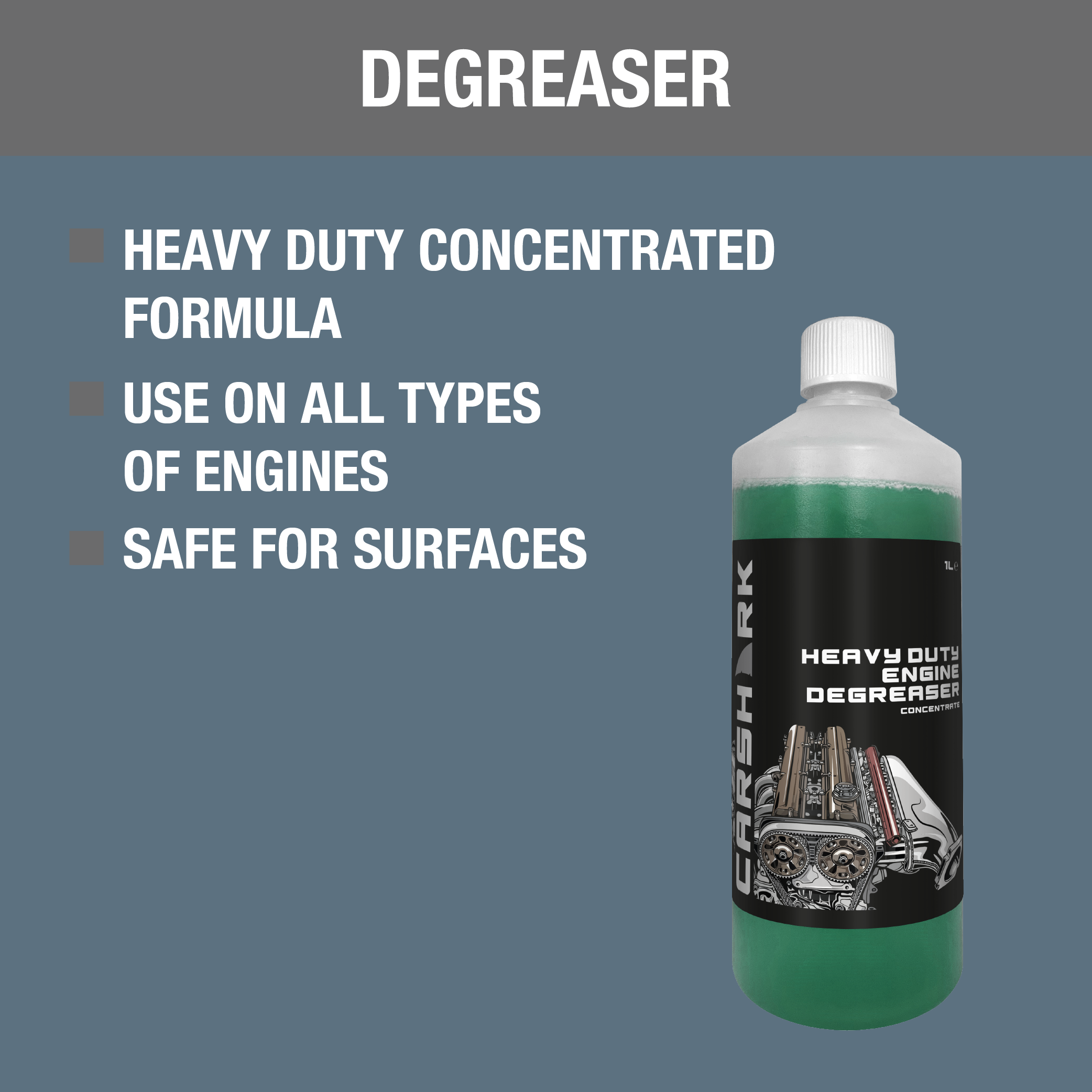 CARSHARK Engine Degreaser - 1 L - Heavy Duty Concentrate