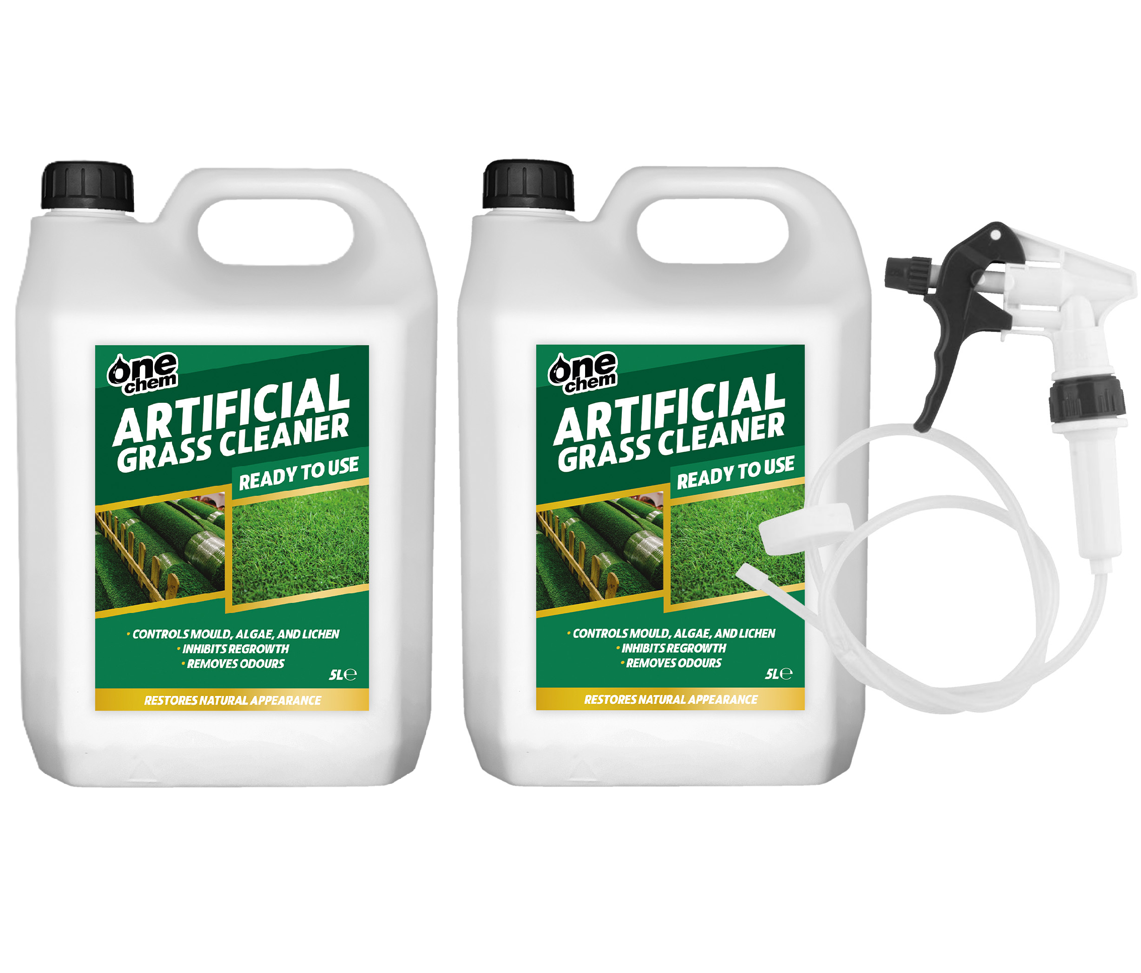 One Chem Artificial Grass Cleaner 2 x 5L + LHT - Probiotic Formula Pet Urine Odour Remover