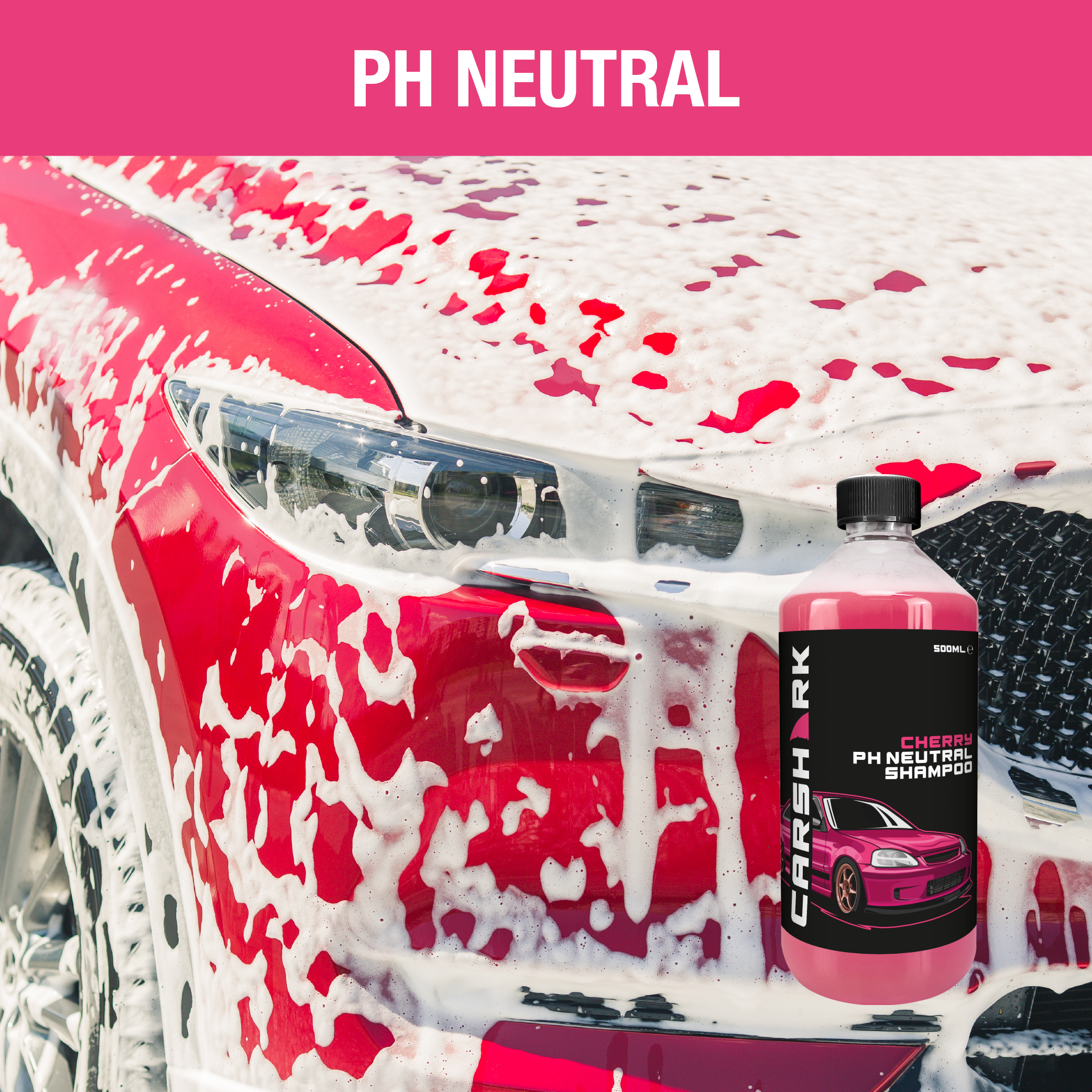 CARSHARK PH Neutral Car Shampoo 500 ml - Concentrate - Cherry