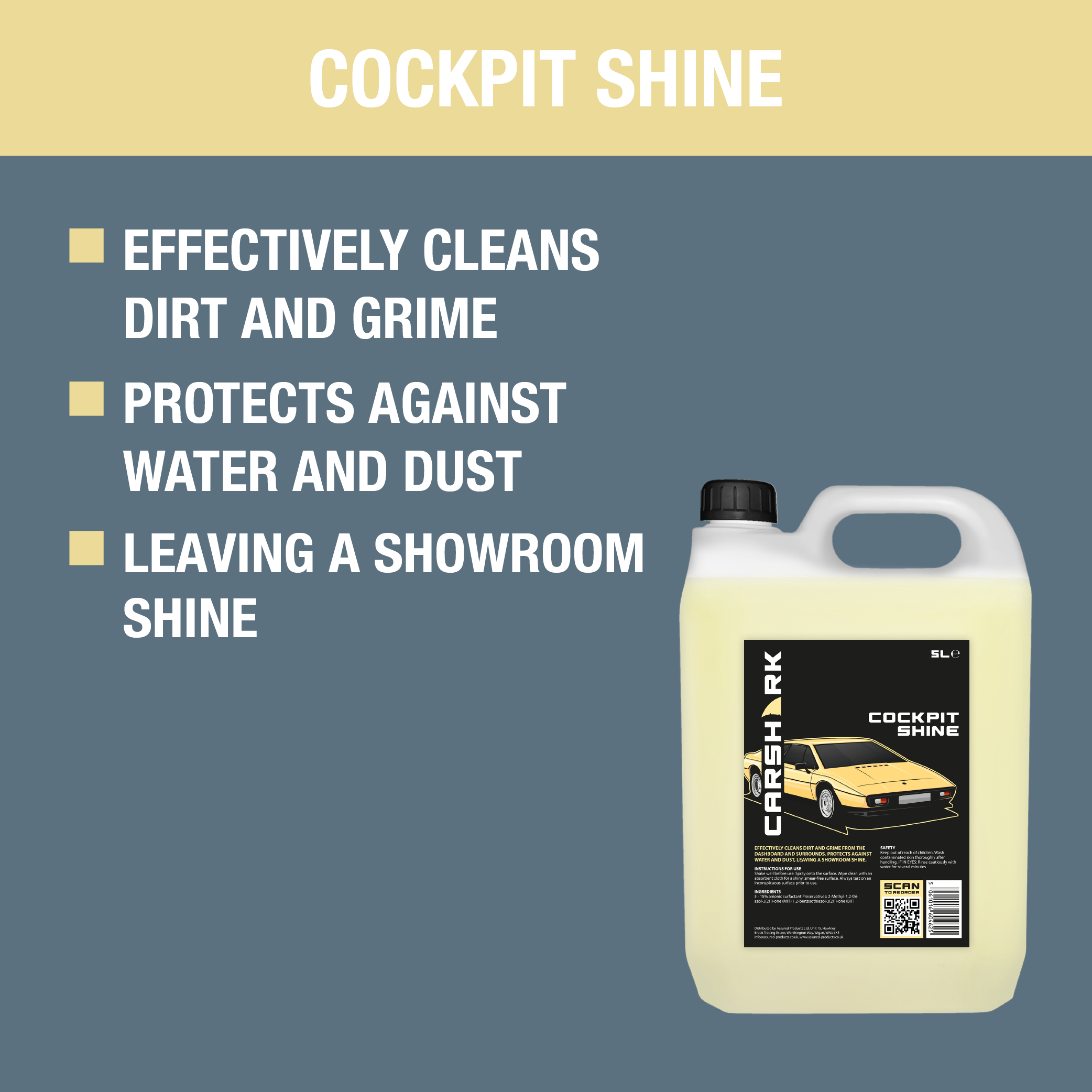 CARSHARK Cockpit Shine 5 Litre, Dashboard Cleaner