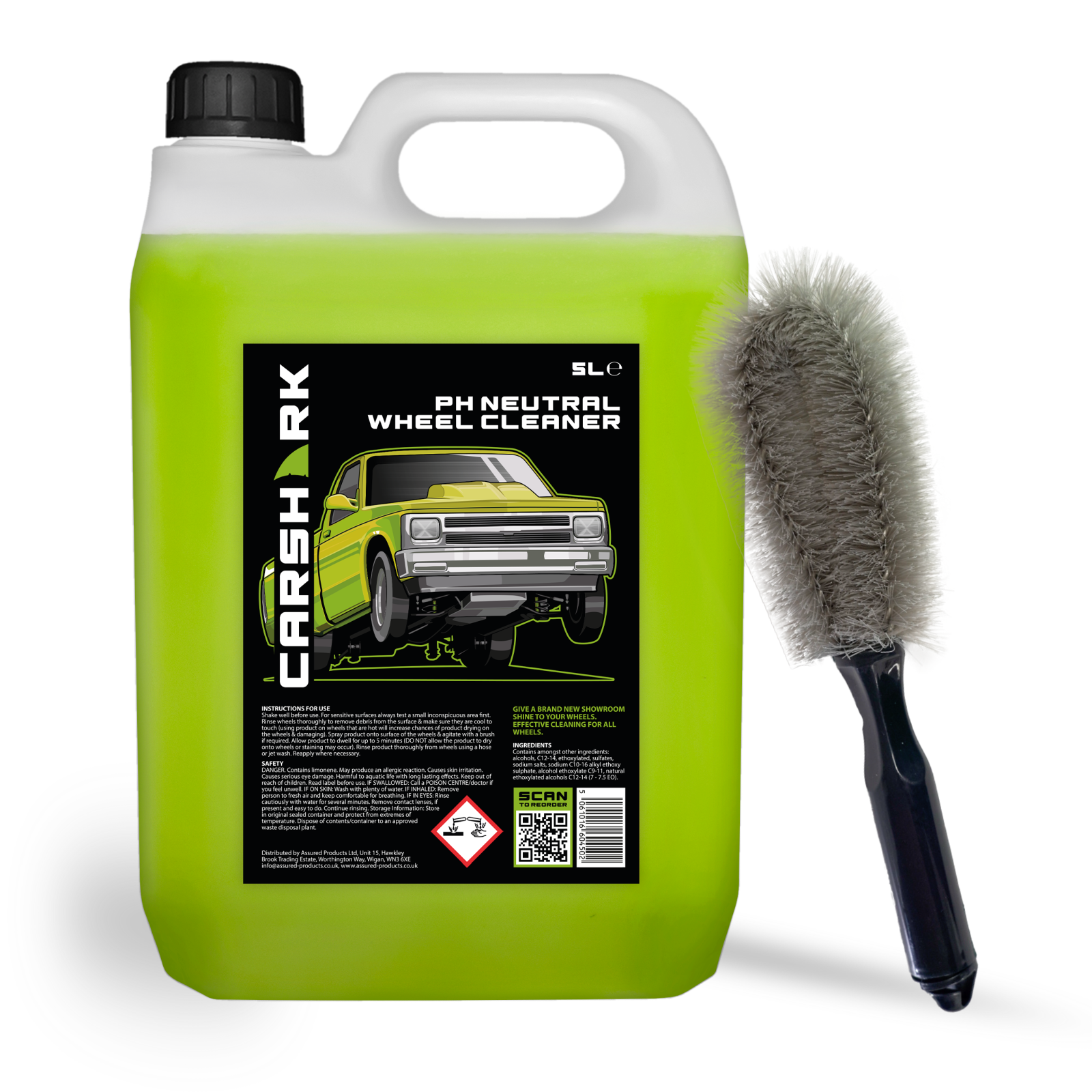 CARSHARK PH Neutral Wheel Cleaner 5L with Wheel Brush (Black)