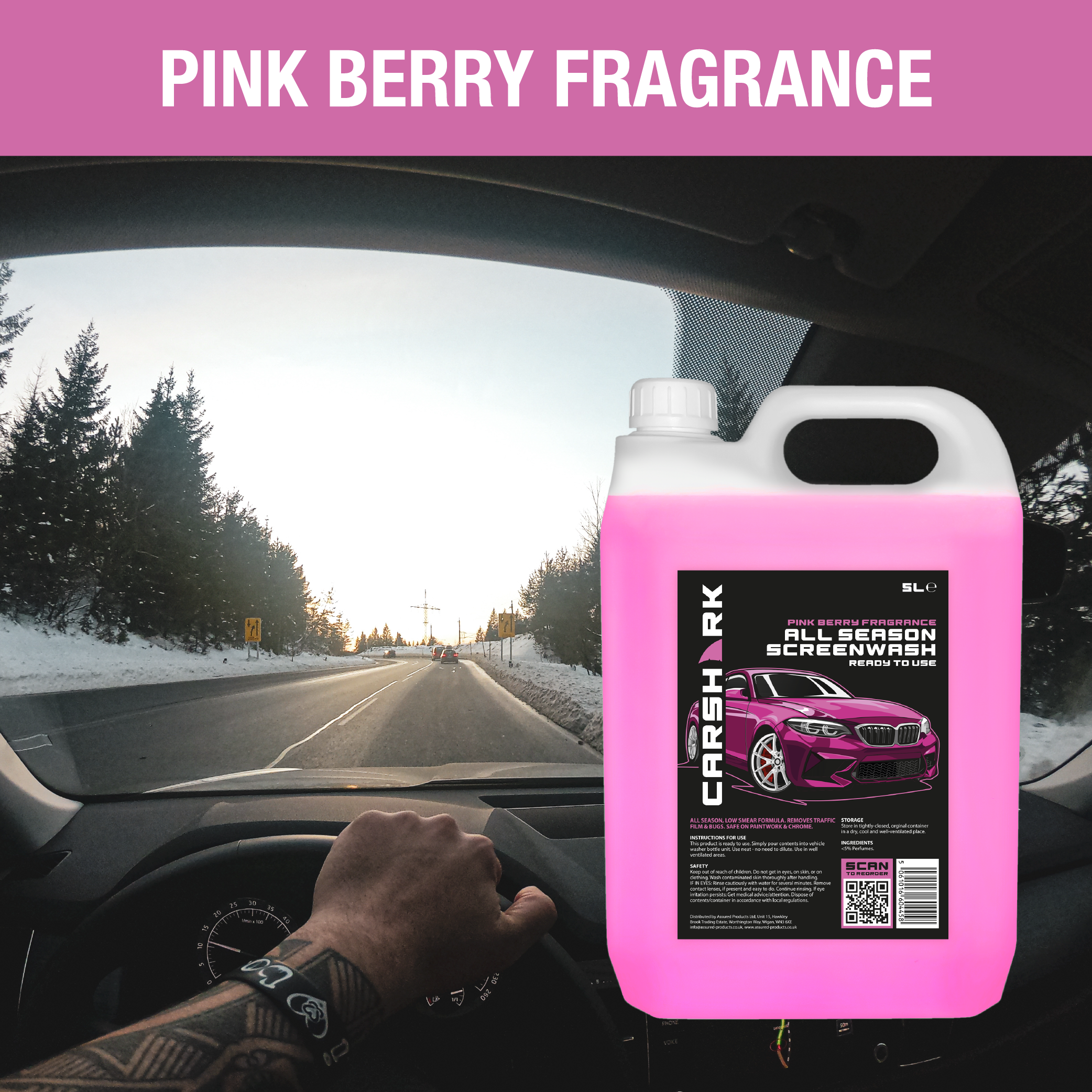 CARSHARK All Season Screen Wash 5L (Pink Berry Fragrance)