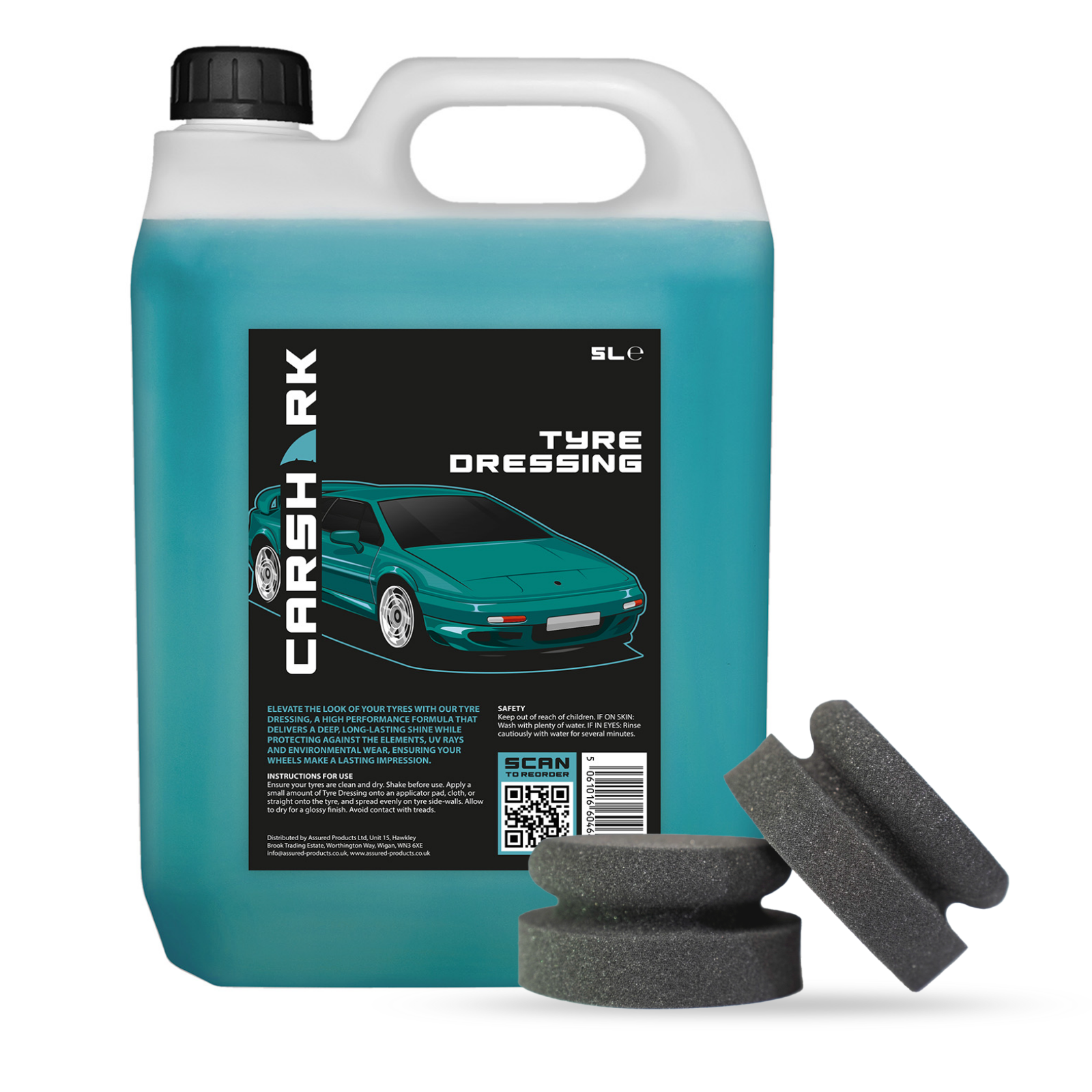 CARSHARK Tyre Dressing 5 Litre with 2 x Applicator Pad (Black)