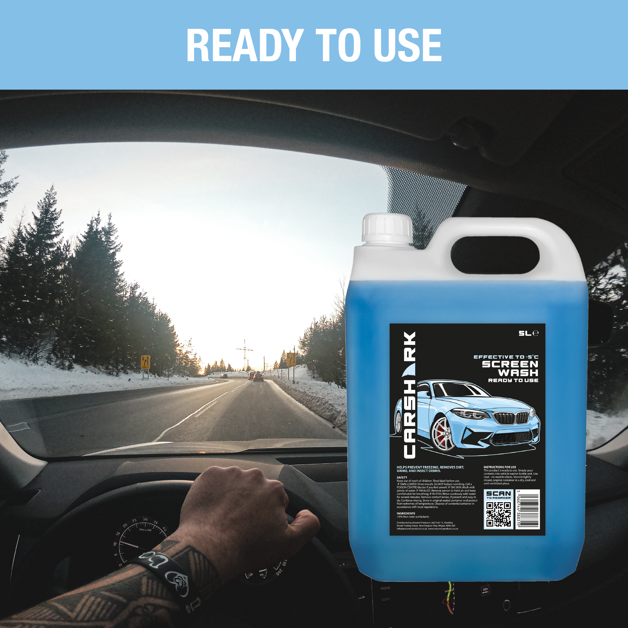 CARSHARK Winter Screen Wash 5L Effective down to -5°C